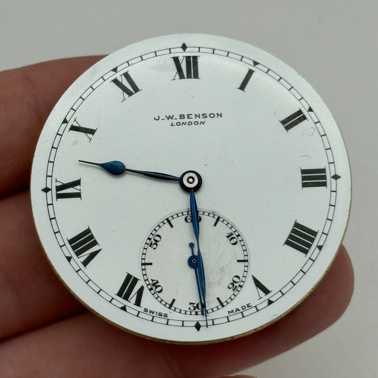 43.1mm J W Benson Ref 939a Open Face Swiss Vintage Pocket Watch Movement PARTS