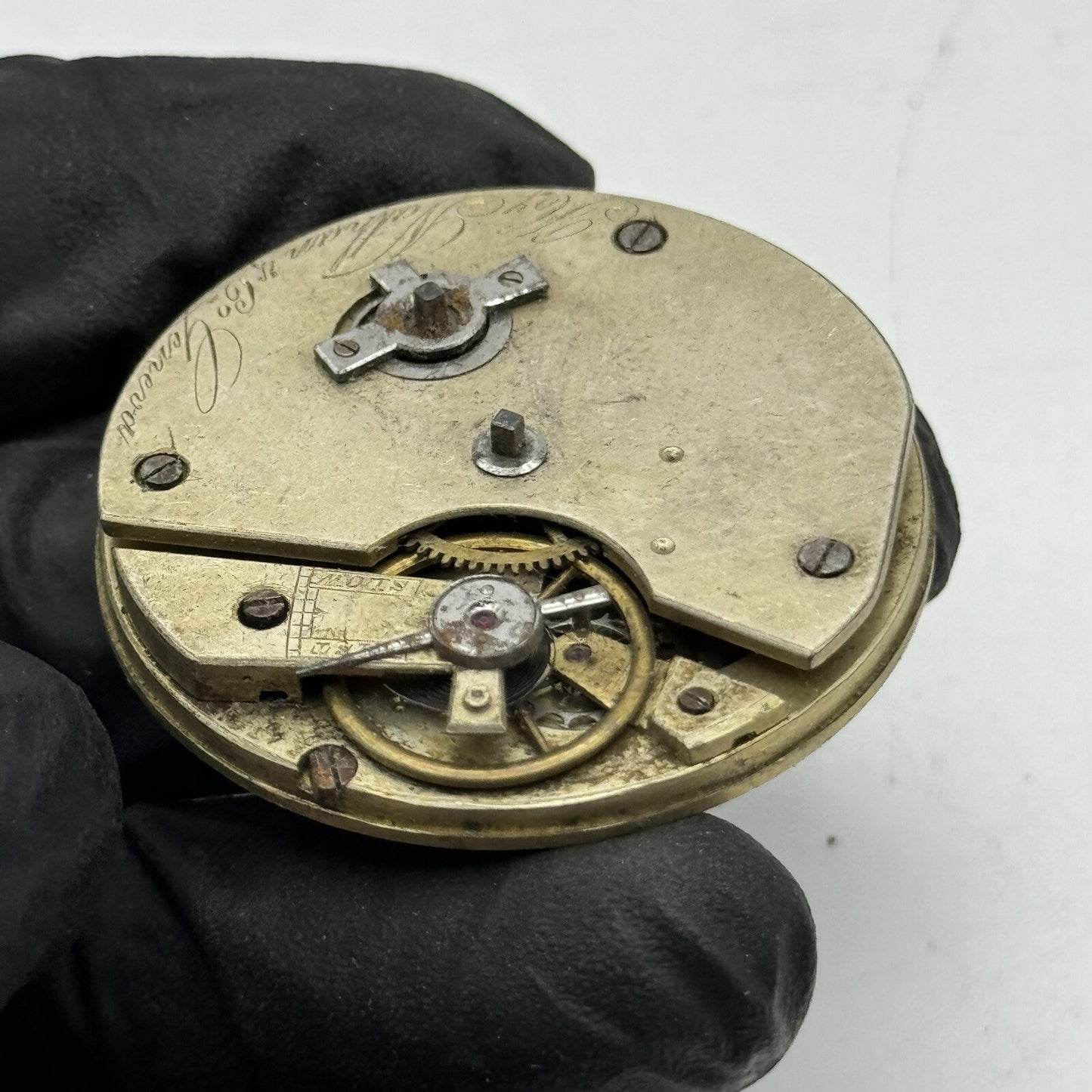 40.6mm H Nathan & Co Geneve Key Wound Antique Pocket Watch Movement FOR PARTS