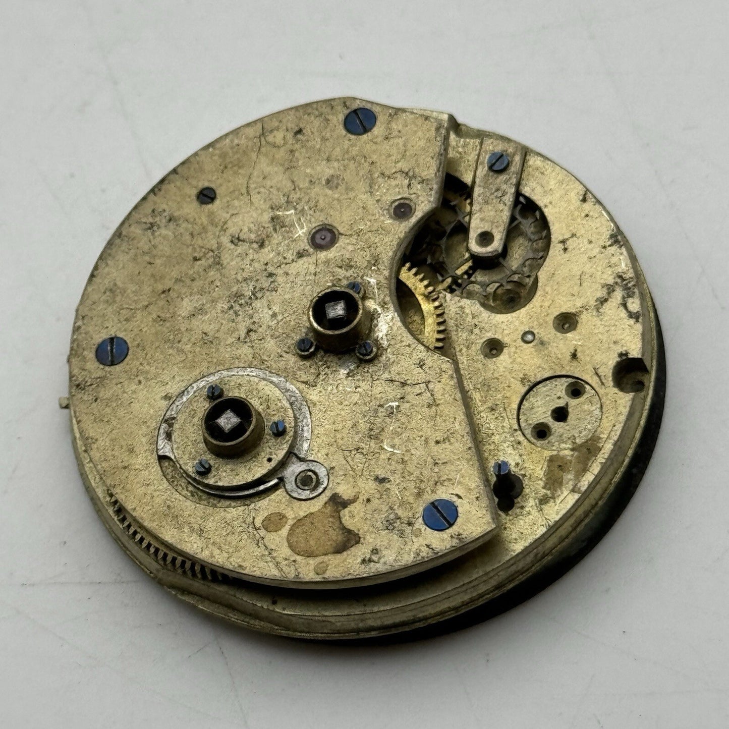 45.2mm Unidentified Pocket Watch Movement Roman Numerals Dial FOR PARTS