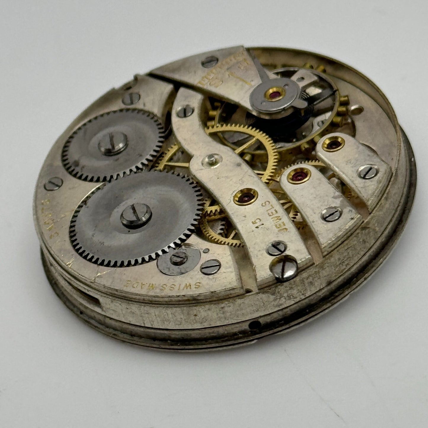 43mm Cyma Ref 919 Tavannes 15 Jewels Open Face Swiss Pocket Watch Movement PARTS