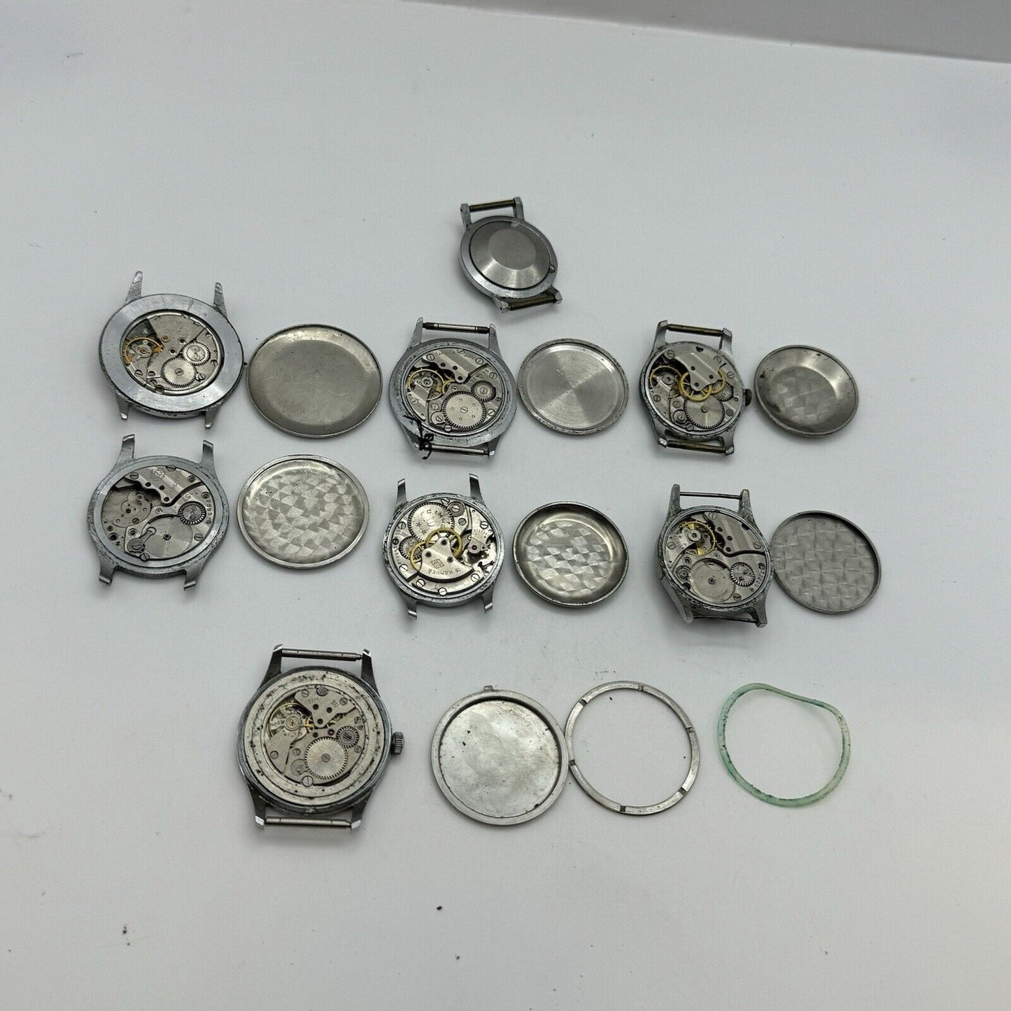 8 x Vintage Soviet Manual Wind Watch Heads For Parts Repair Job Lot Bundle
