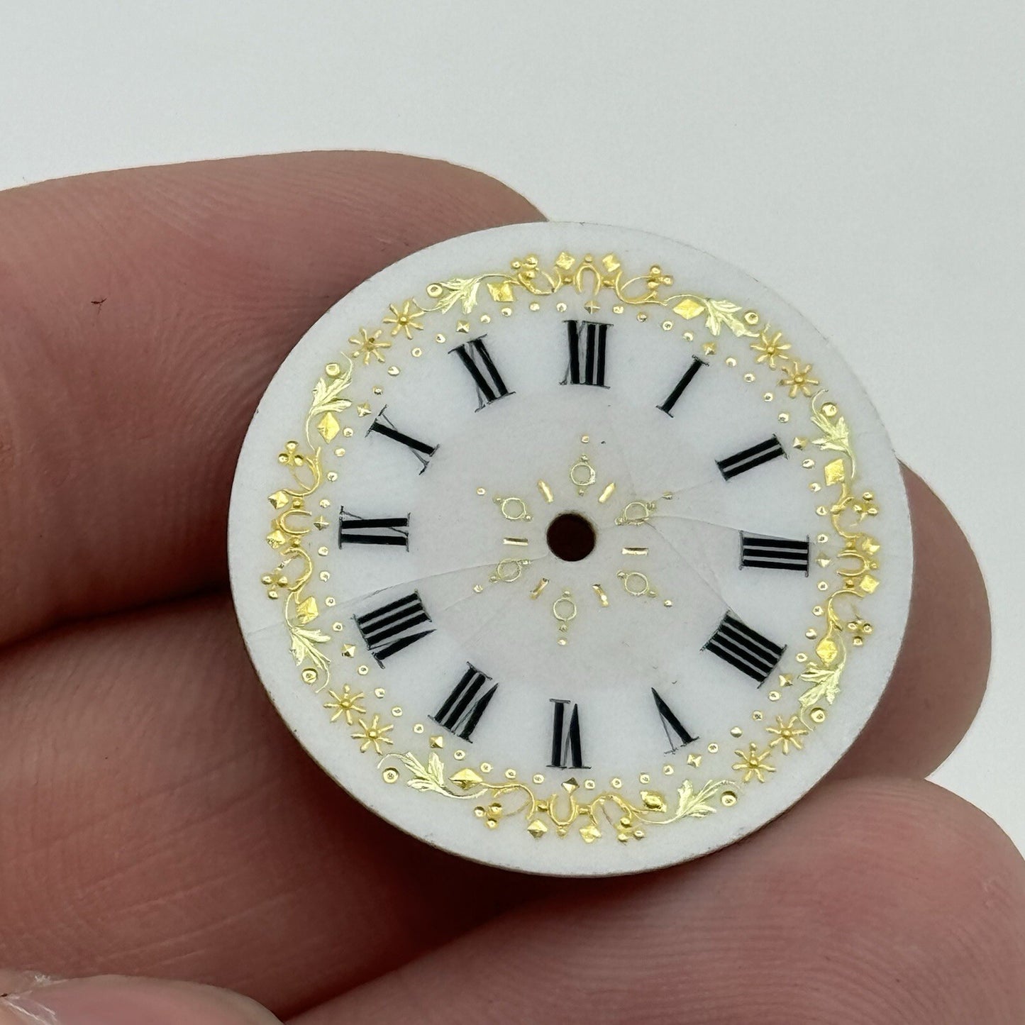 26.8mm Antique Beautiful Porcelain Patterned Pocket Watch Dial Spares Parts