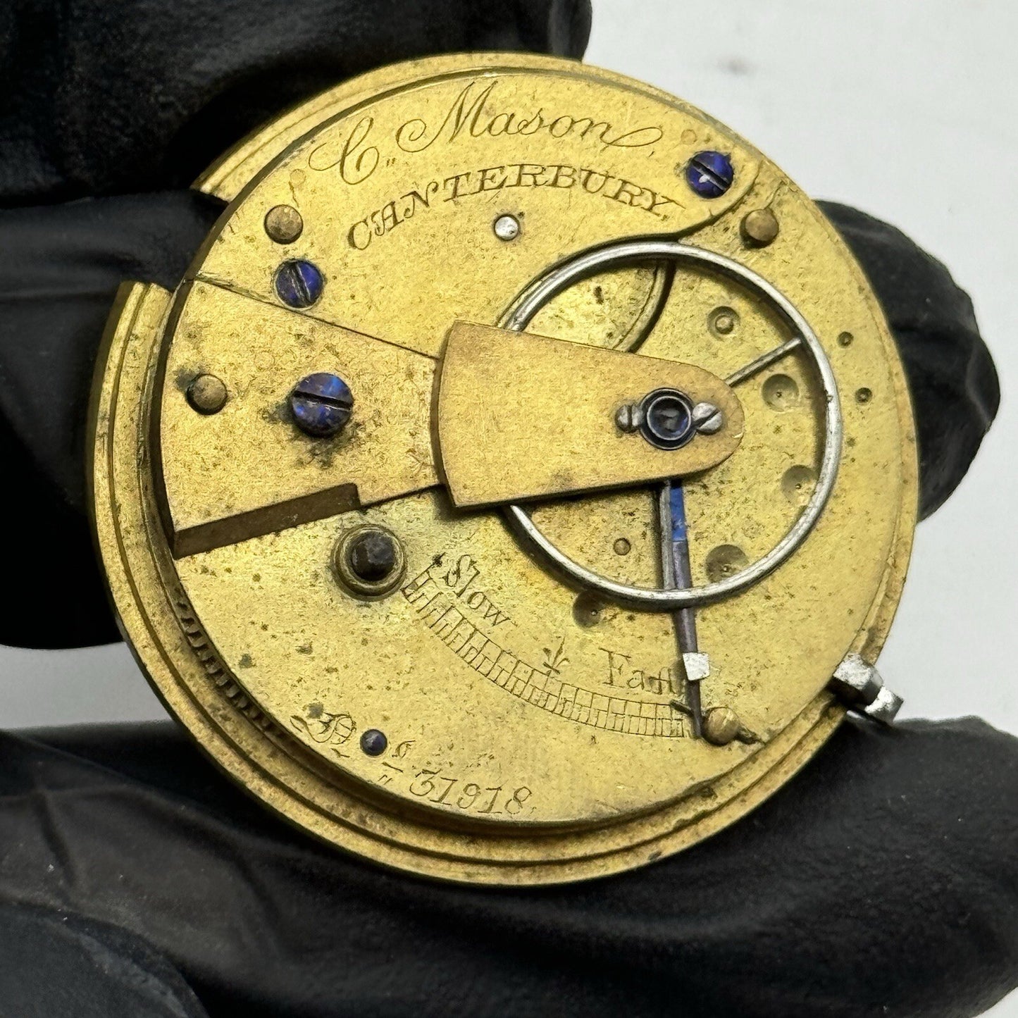 37.5mm C Mason Canterbury Fusee No Chain Pocket Watch Movement FOR PARTS