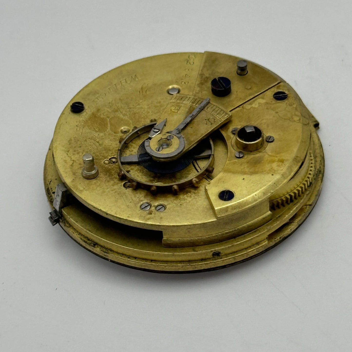 44.9mm Antique F Taylor Whitchurch Balance Intact Pocket Watch Movement PARTS
