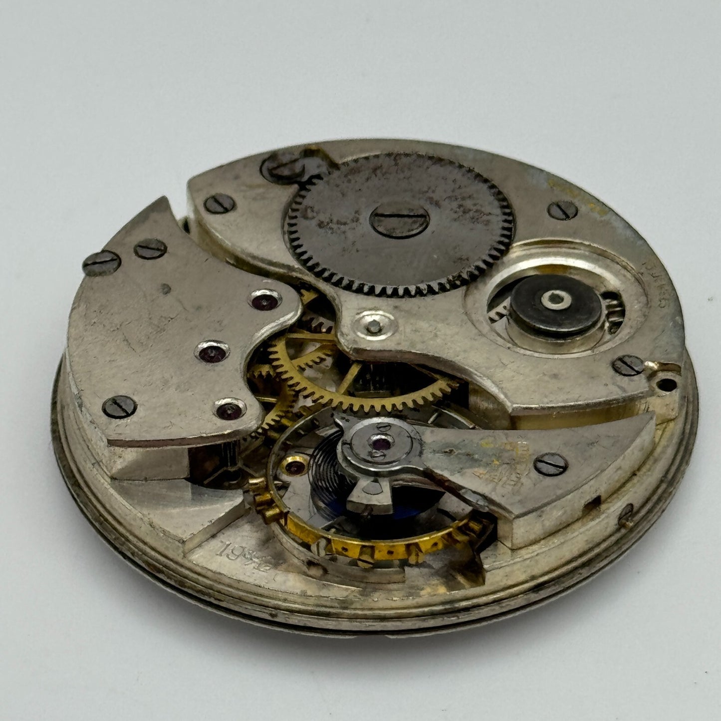 42.8mm Buren 19 35/12 Swiss Open Face J G Graves Pocket Watch Movement PARTS