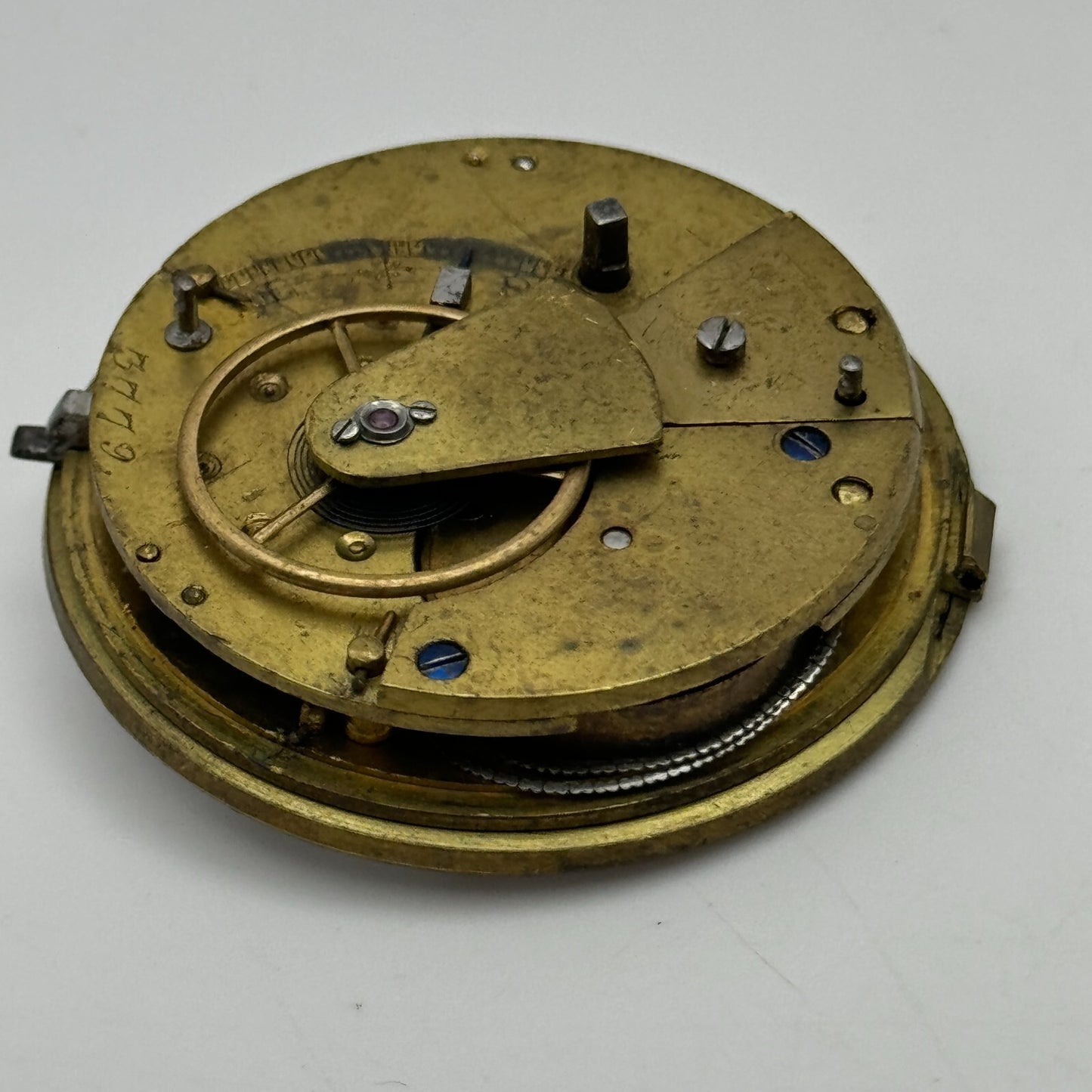 45.4mm Unidentified English Fusee Chain Present Pocket Watch Movement PARTS