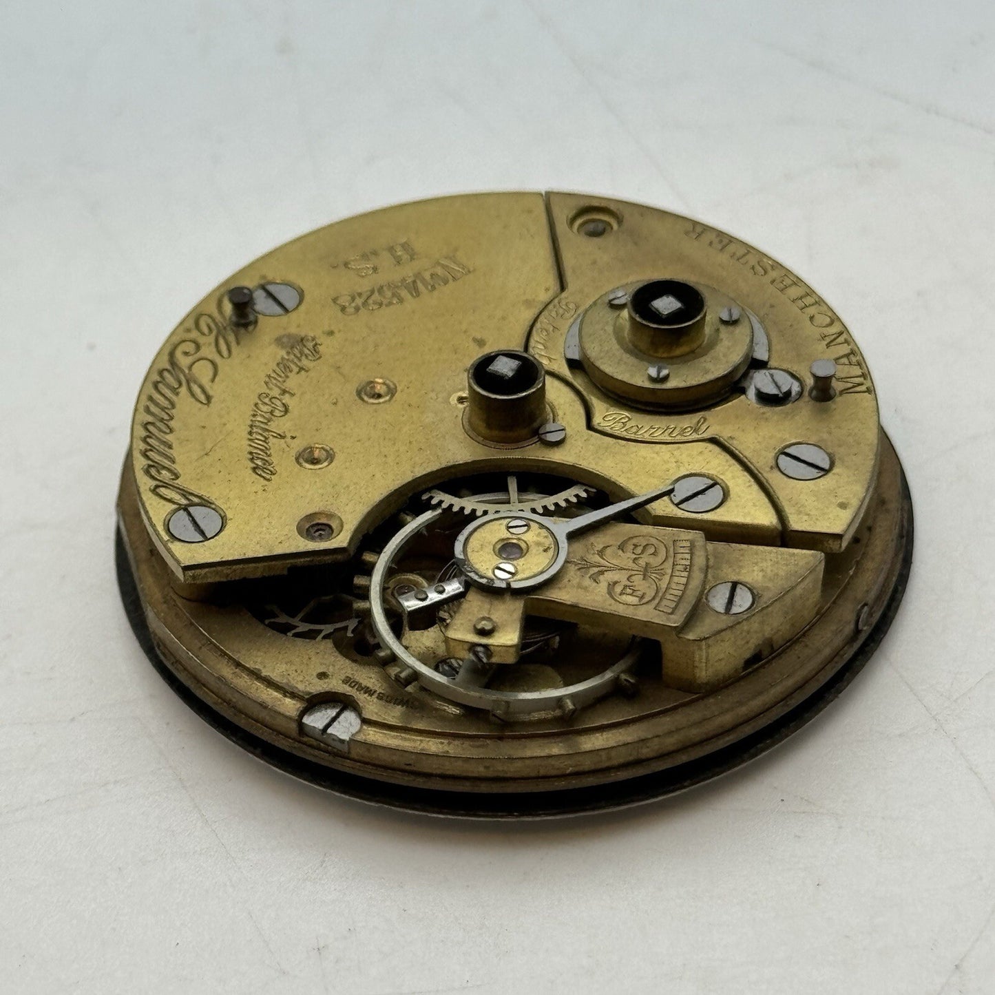43.2mm H Samuel Patent Balance Pocket Watch Movement FOR PARTS Restoration