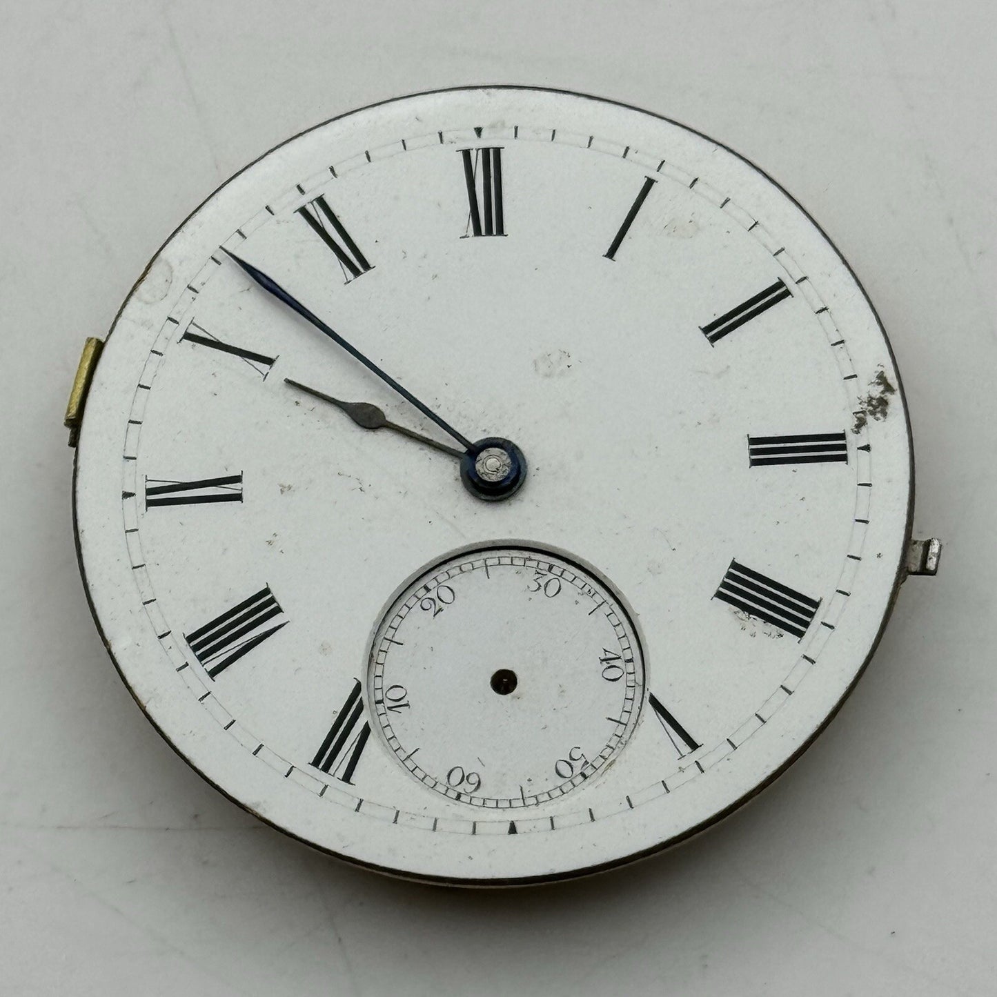 44.7mm Unidentified White Porcelain Dial Pocket Watch Movement FOR PARTS