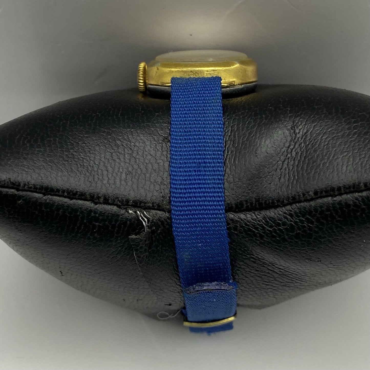 21mm Ladies Oris Cal 491 Gold Plated Blue Strap Swiss Watch FOR PARTS To Restore