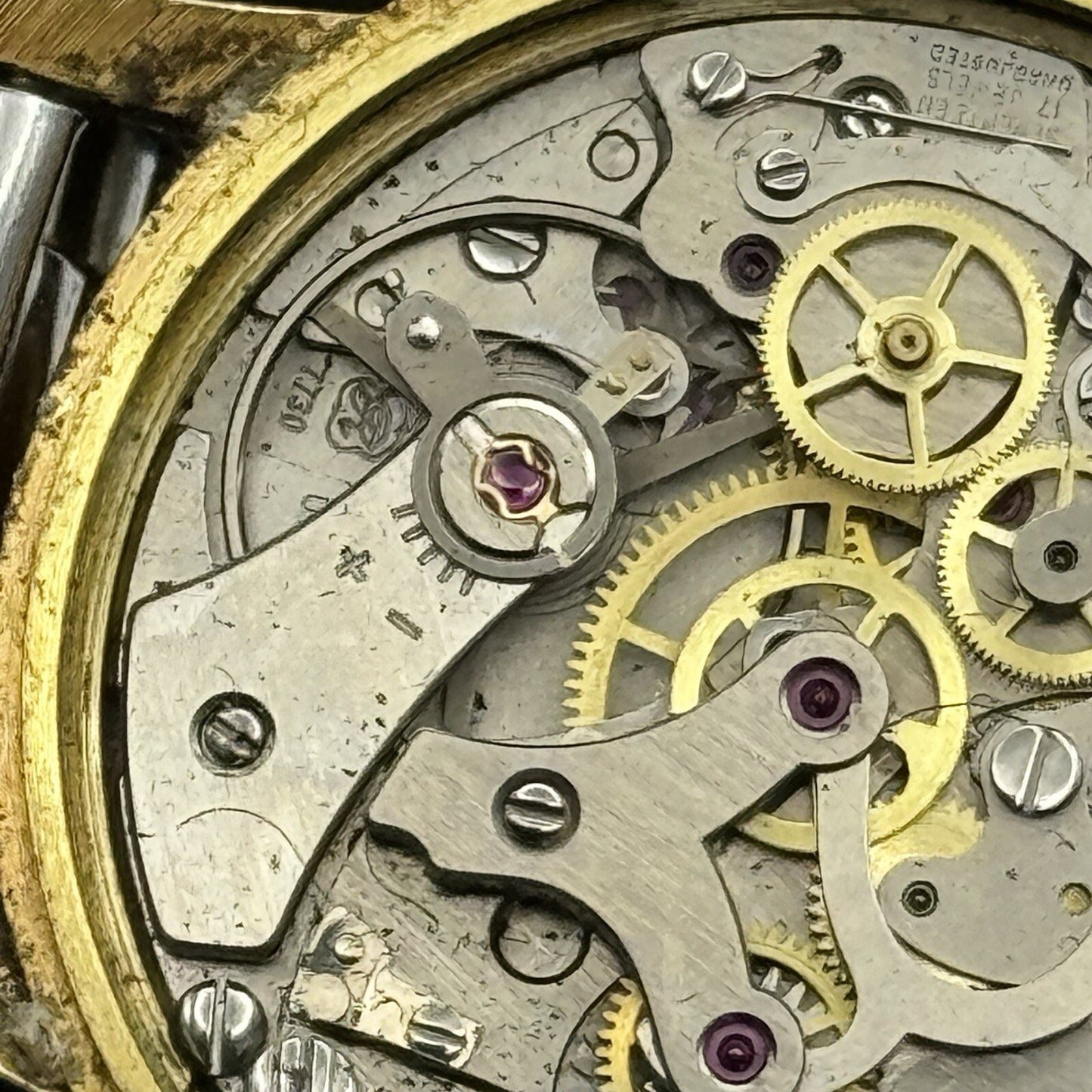 Vintage Swiss Emperor Valjoux 7730 Chronograph Watch Ollech & Wajs TO RESTORE