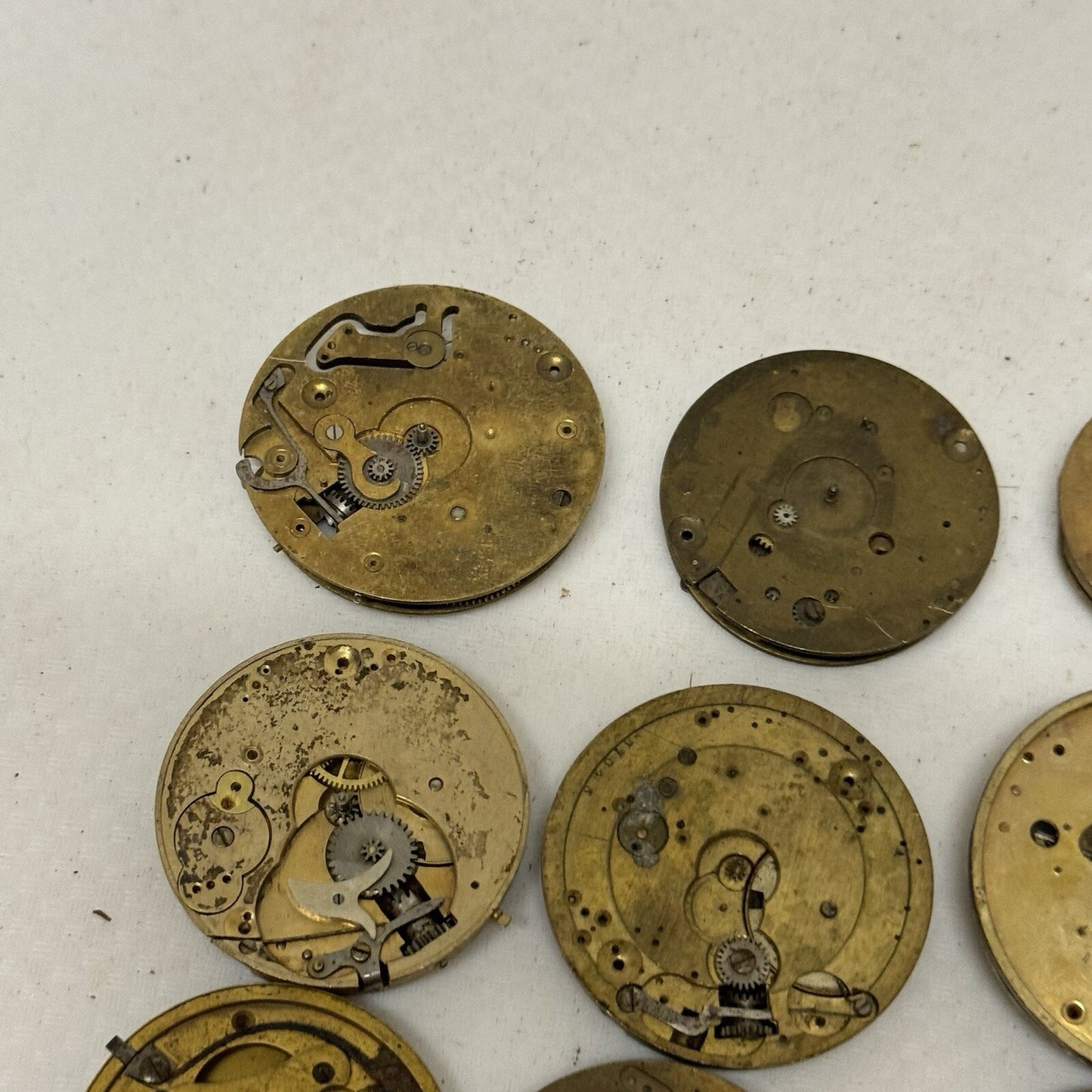 9 x Antique Partial Pocket Watch Movements Parts Repair Watchmakers Job Lot