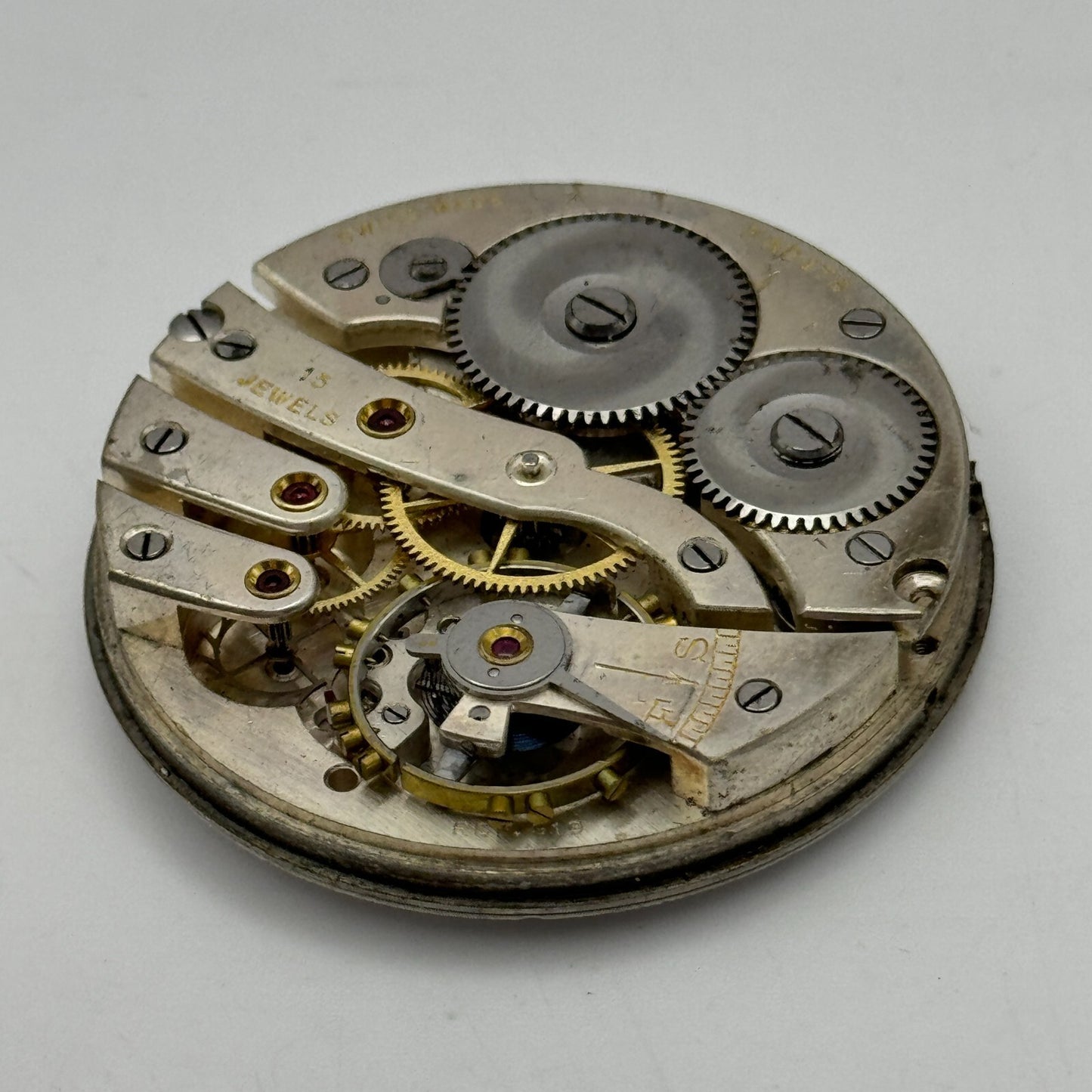 43mm Cyma Ref 919 Tavannes 15 Jewels Open Face Swiss Pocket Watch Movement PARTS