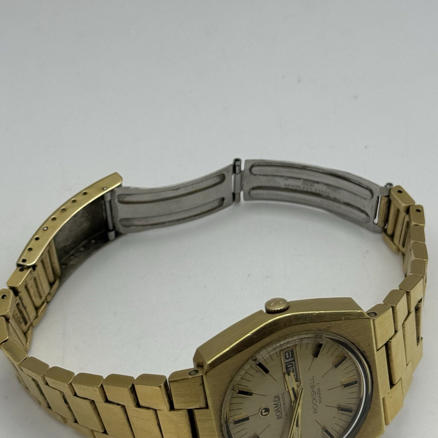 39mm Men’s Roamer Rockshell Mark I Automatic Day Date Watch Runs RESTORE