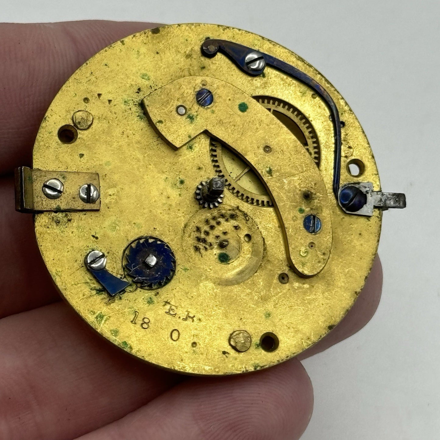44.8mm Antique Unidentified English Fusee Pocket Watch Movement - PARTS REPAIR