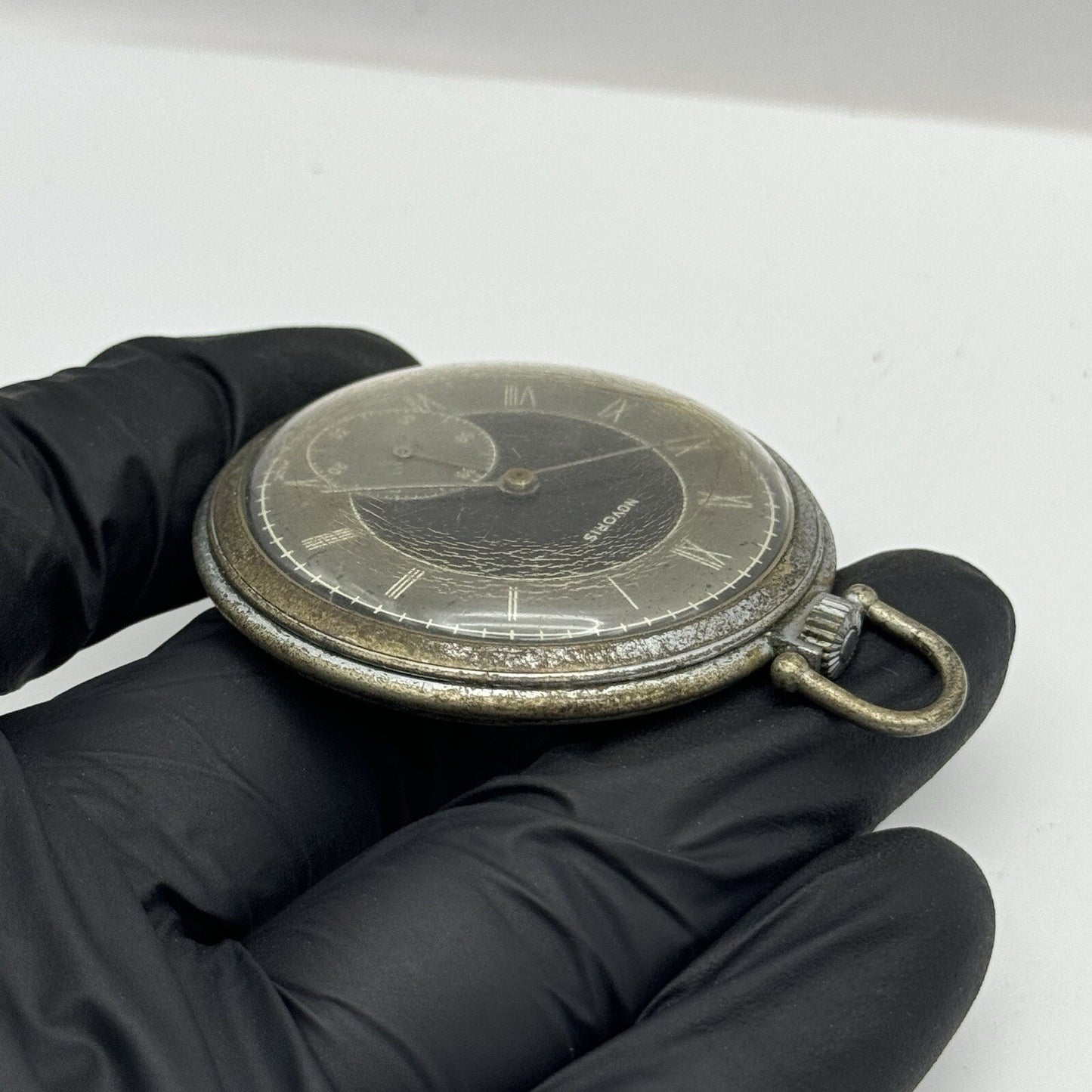 50mm Art Deco Novoris Cal 132 Black Dial + Sub Dial Roman Numerals Parts Repair