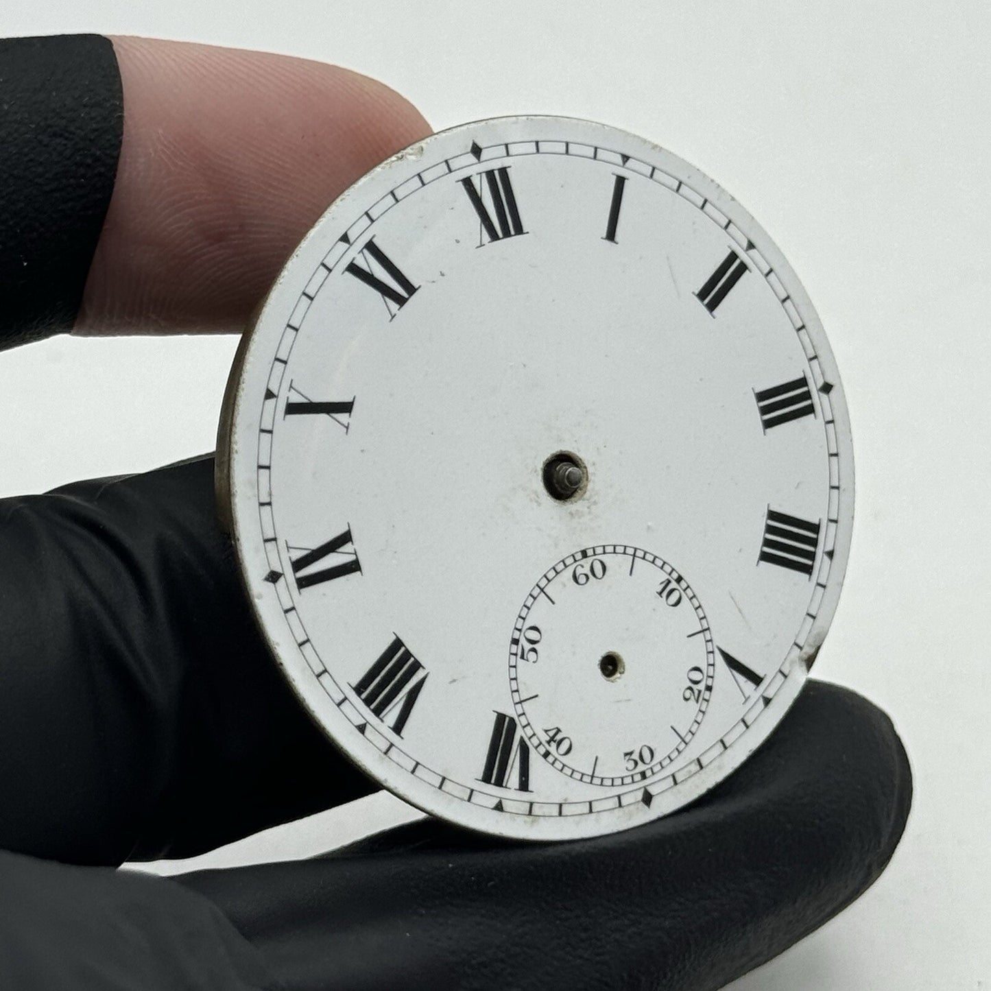 42.4mm Partial Pocket Watch Movement White Porcelain Dial FOR PARTS Restore
