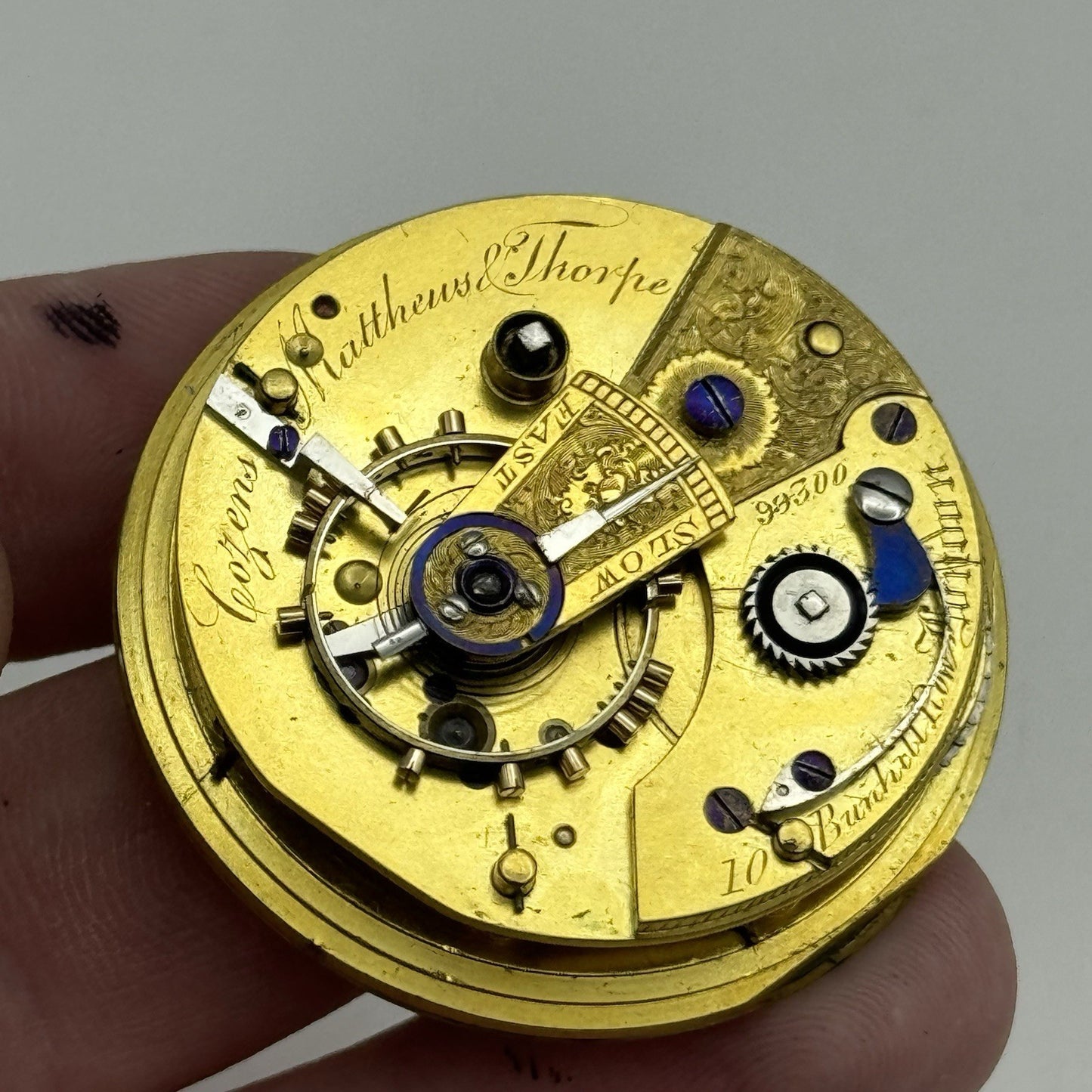 High Quality Running Cozens Matthews & Thorpe London Fusee Pocket Watch Movement