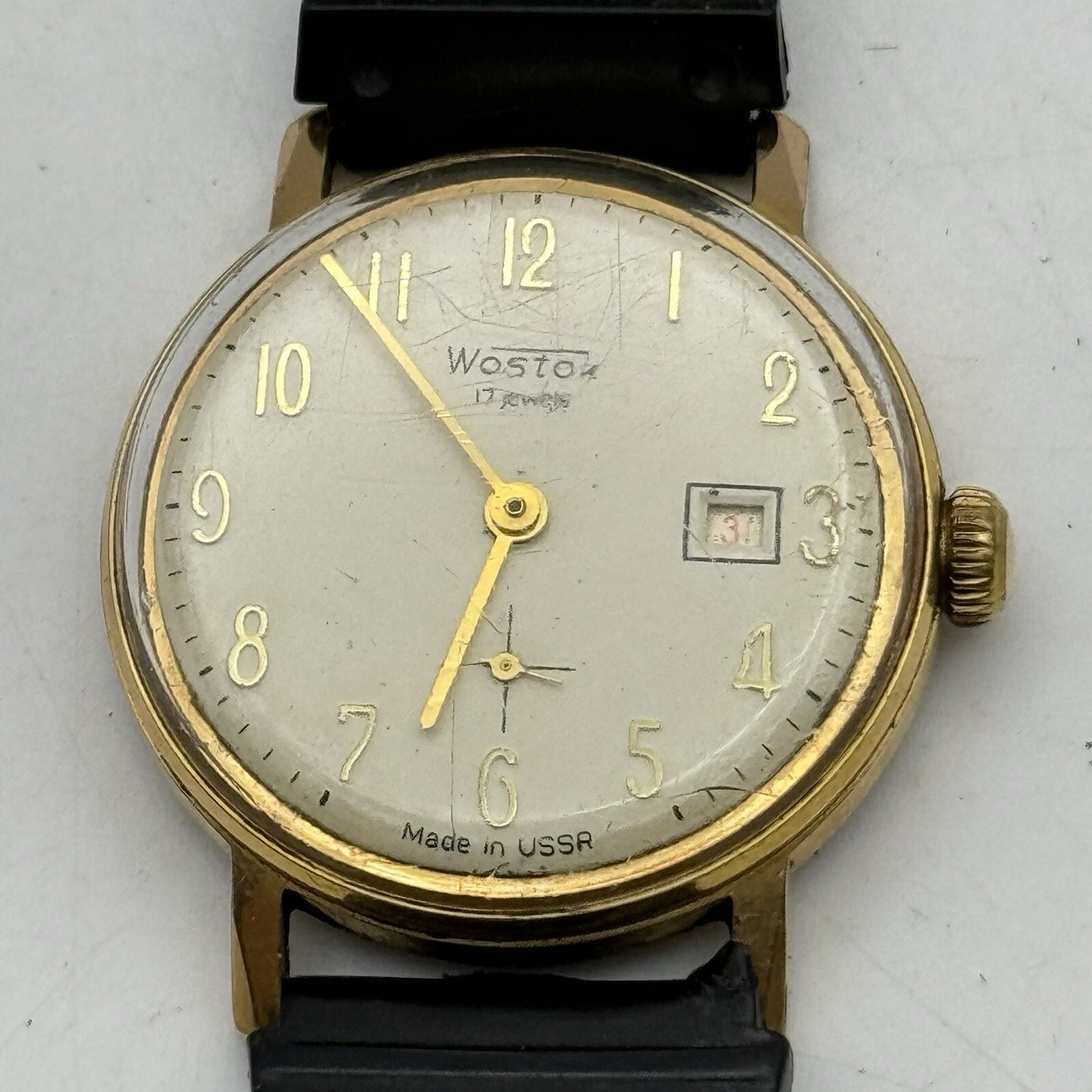 34mm Manual Wind Wostok USSR Date Dial Watch FOR PARTS