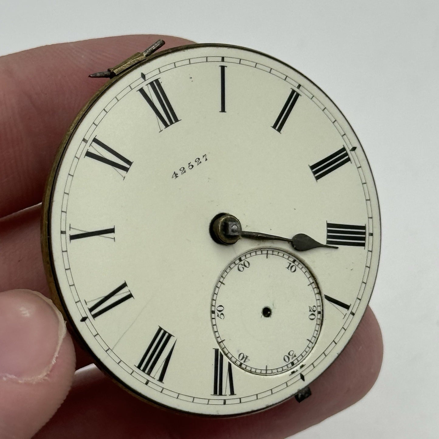 41.8mm Antique Unidentified English Fusee Pocket Watch Movement - PARTS REPAIR