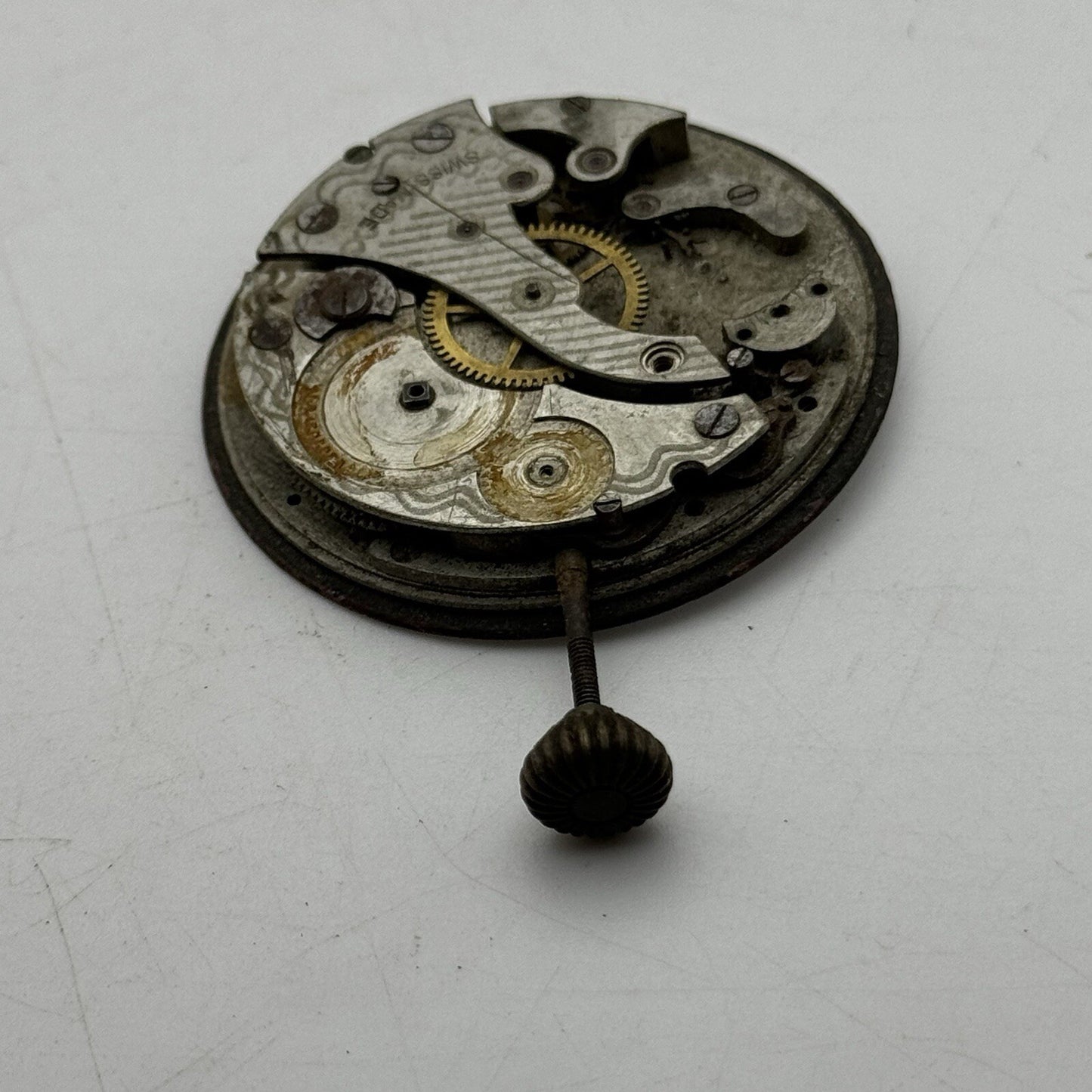 42.5mm Interesting Swiss Top Wind Pocket Watch Movement Dial FOR PARTS