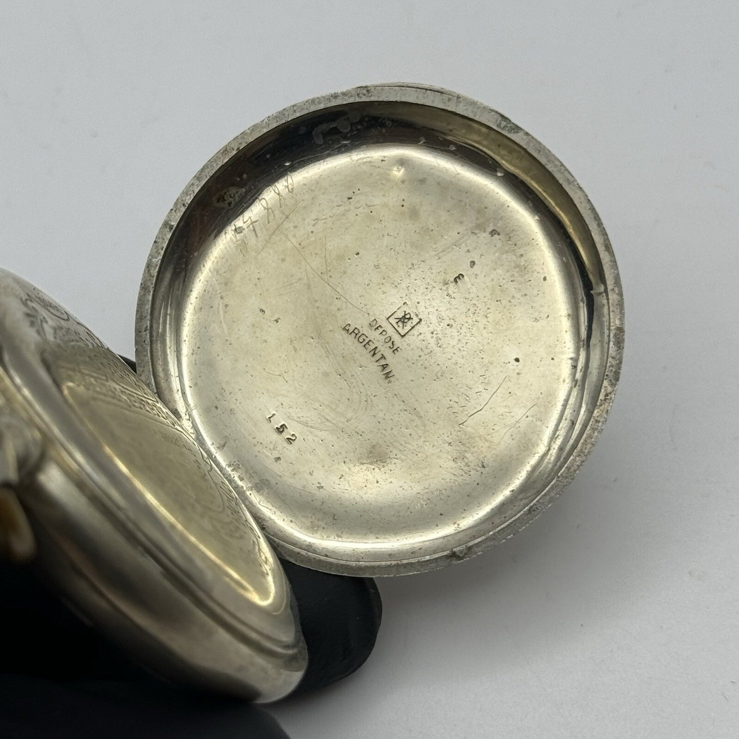 50mm Runs But Stops Antique Art Deco Case Pin Set Argentan Quality Pocket Watch