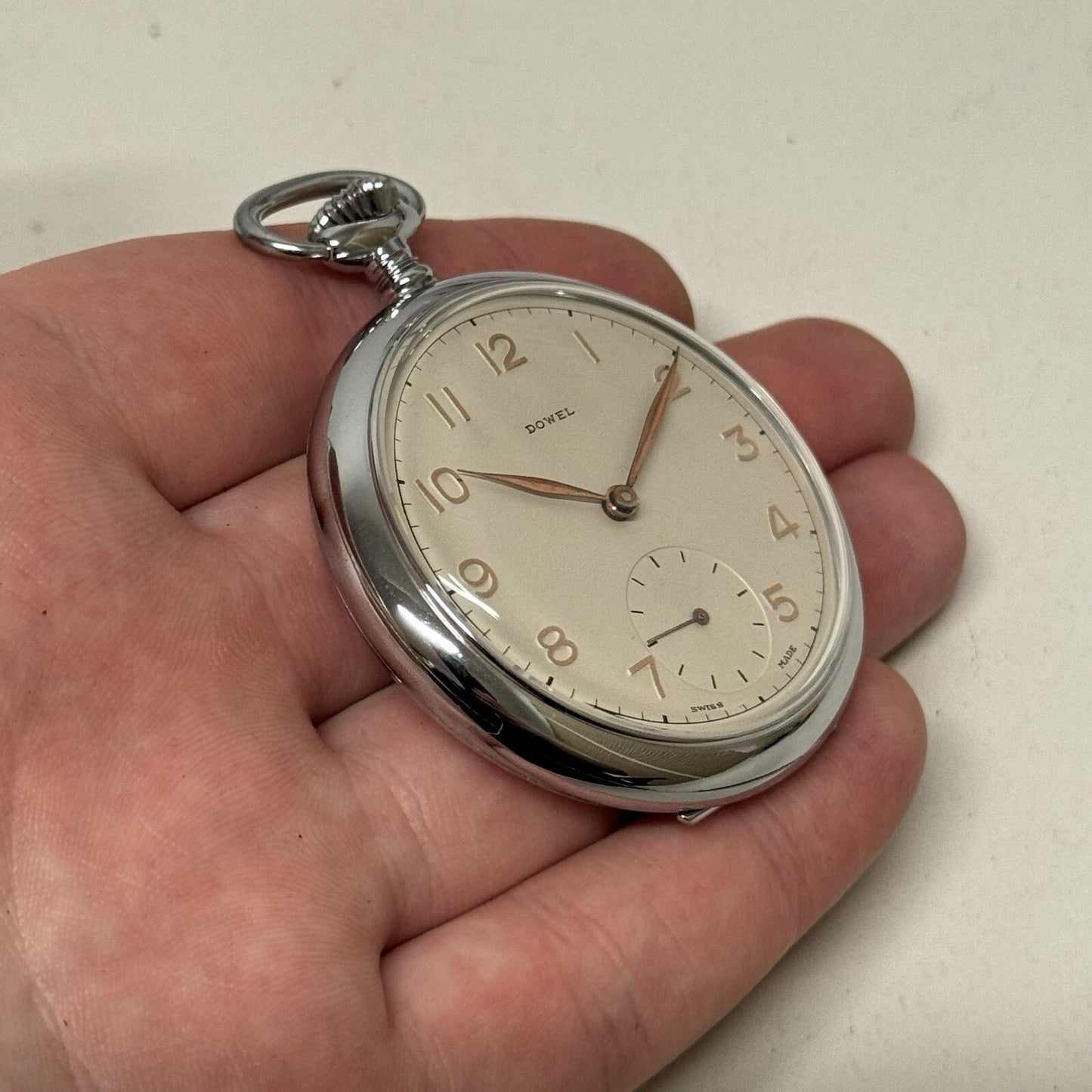 49mm Vintage Dowel NEW OLD STOCK Open Face Sub Seconds Pocket Watch TO SERVICE