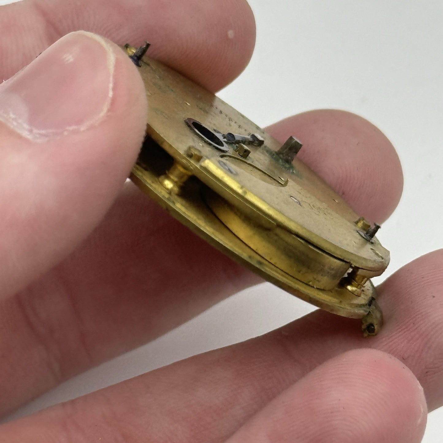 44.8mm Antique Unidentified English Fusee Pocket Watch Movement - PARTS REPAIR