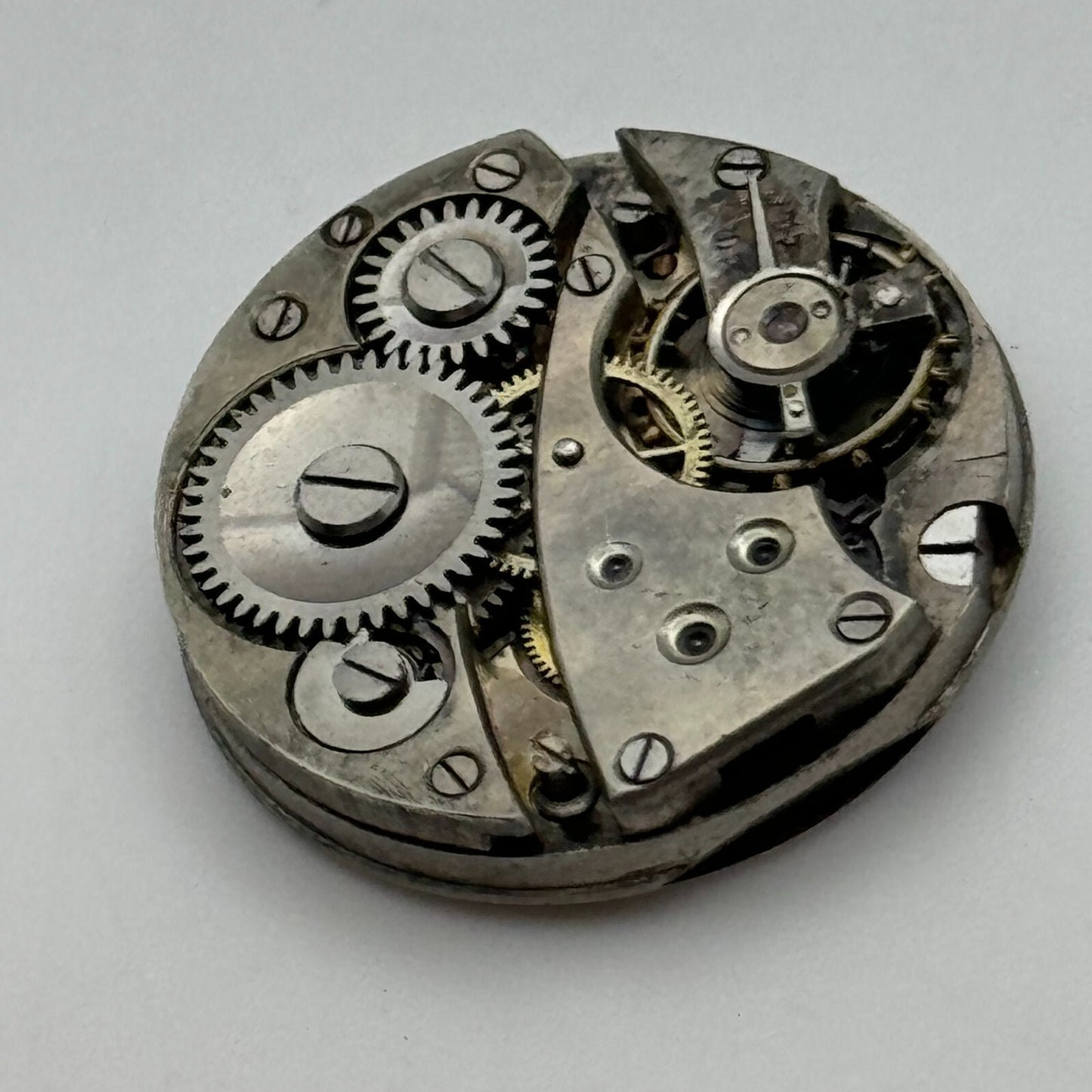 23.6mm Unidentified Porcelain Dial Trench Watch Movement Manual Wind FOR PARTS