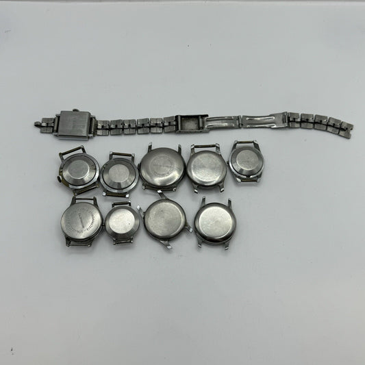 10 x Vintage Soviet Manual Wind Watch Heads For Parts Repair Job Lot Bundle