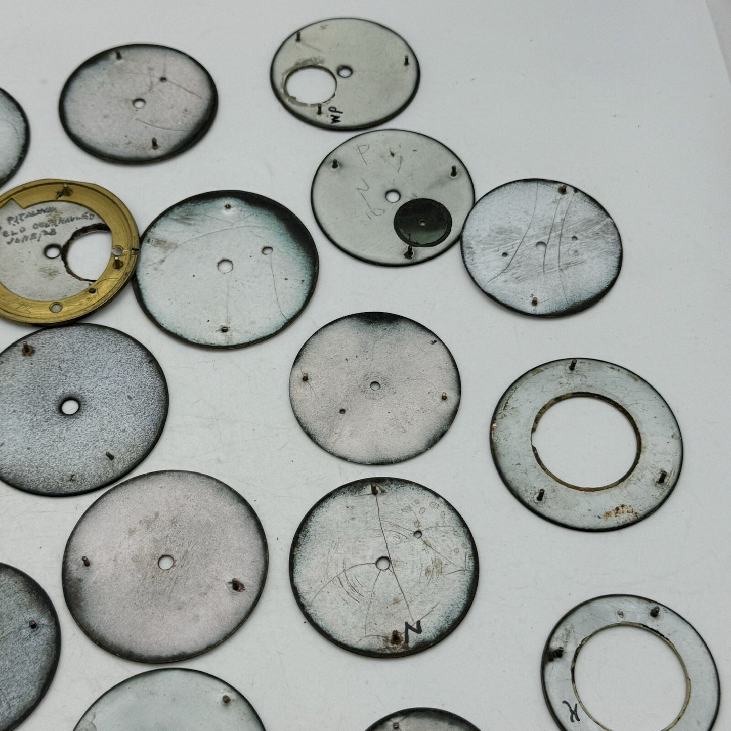 Large Job Lot Of 30- 40 X Pocket Watch Dials Only Spares / Repairs Watchmakers