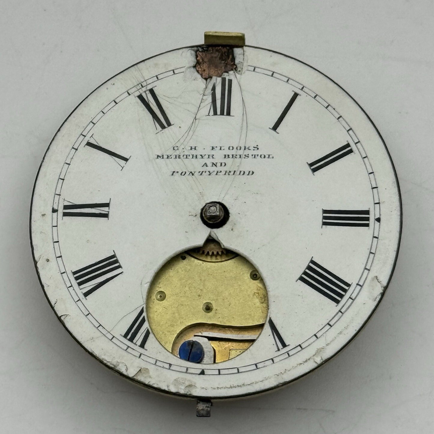 44.7mm C H Flooks Merthyr Bristol Pontypridd Pocket Watch Movement FOR PARTS