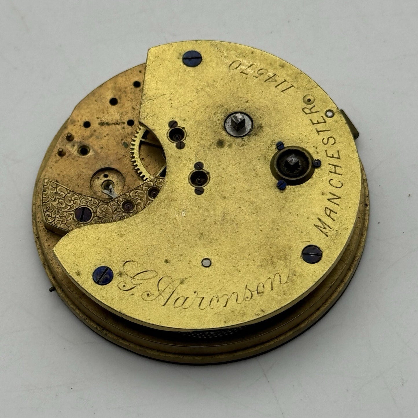 51.7mm Centre Seconds Chronograph Fusee Pocket Watch Movement FOR PARTS