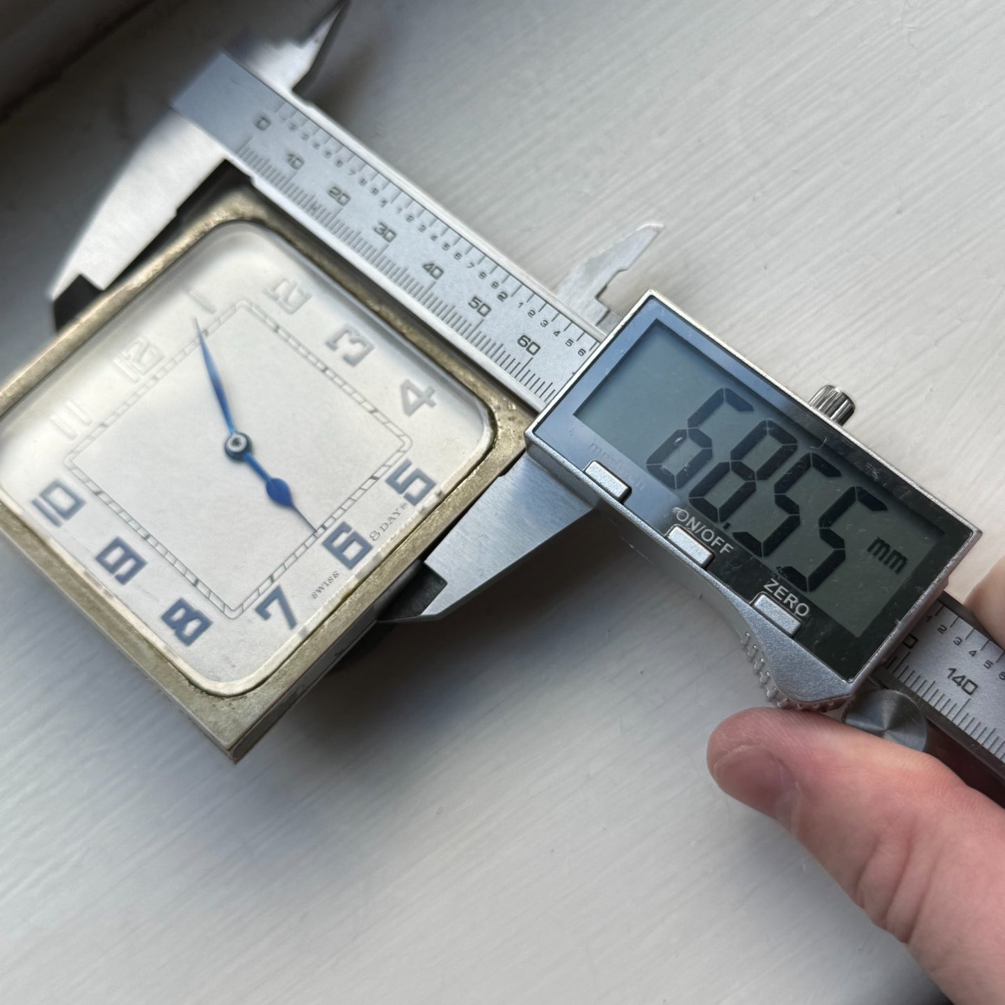 Vintage 8-Day Clock Square Unusual Metal Dore Fab Suisse 6 Jewels To Repair