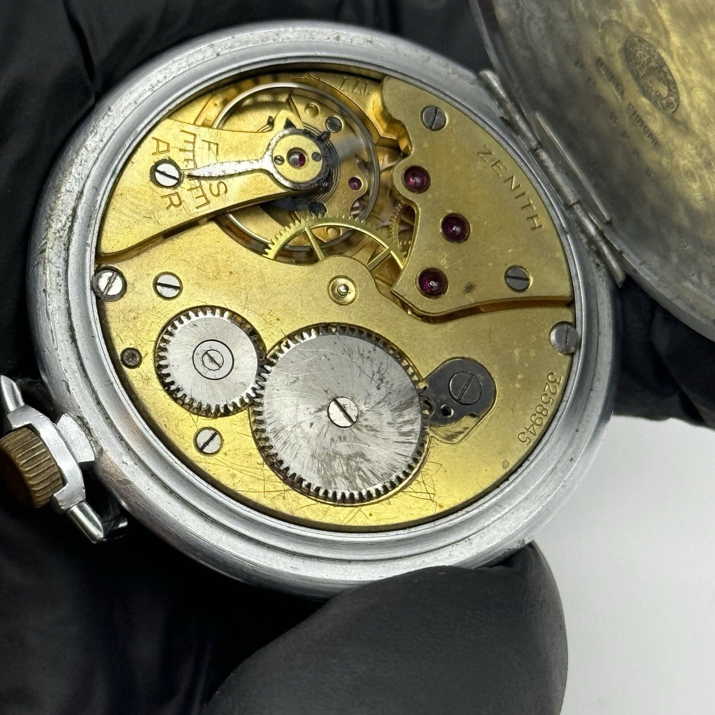WORKING Art Deco Zenith 177 Sub Seconds Nickel Chrome Pocket Watch To Restore