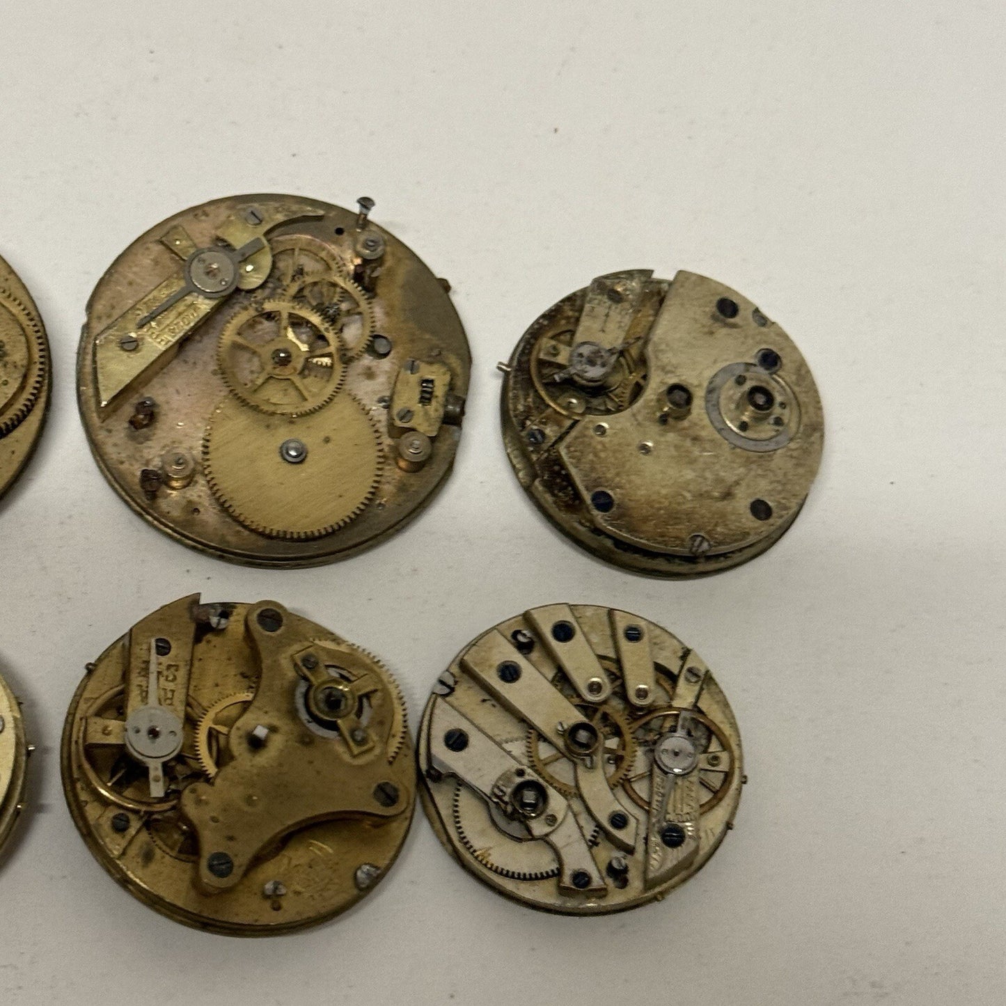 6 x Antique Manual Wind Pocket Watch Movements Parts Repair Bundle Job Lot