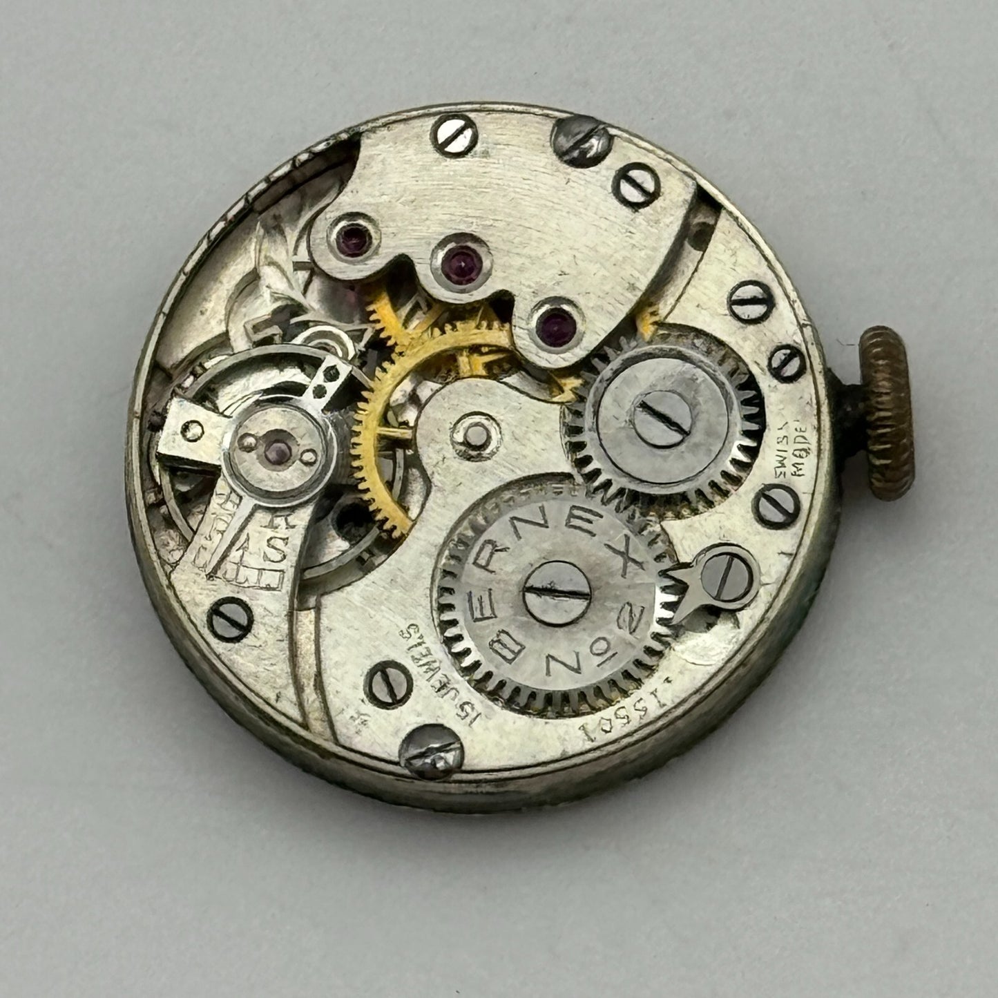20.2mm Bernex No 2 Swiss 15501 Trench Watch Movement Manual Wind Vintage PARTS