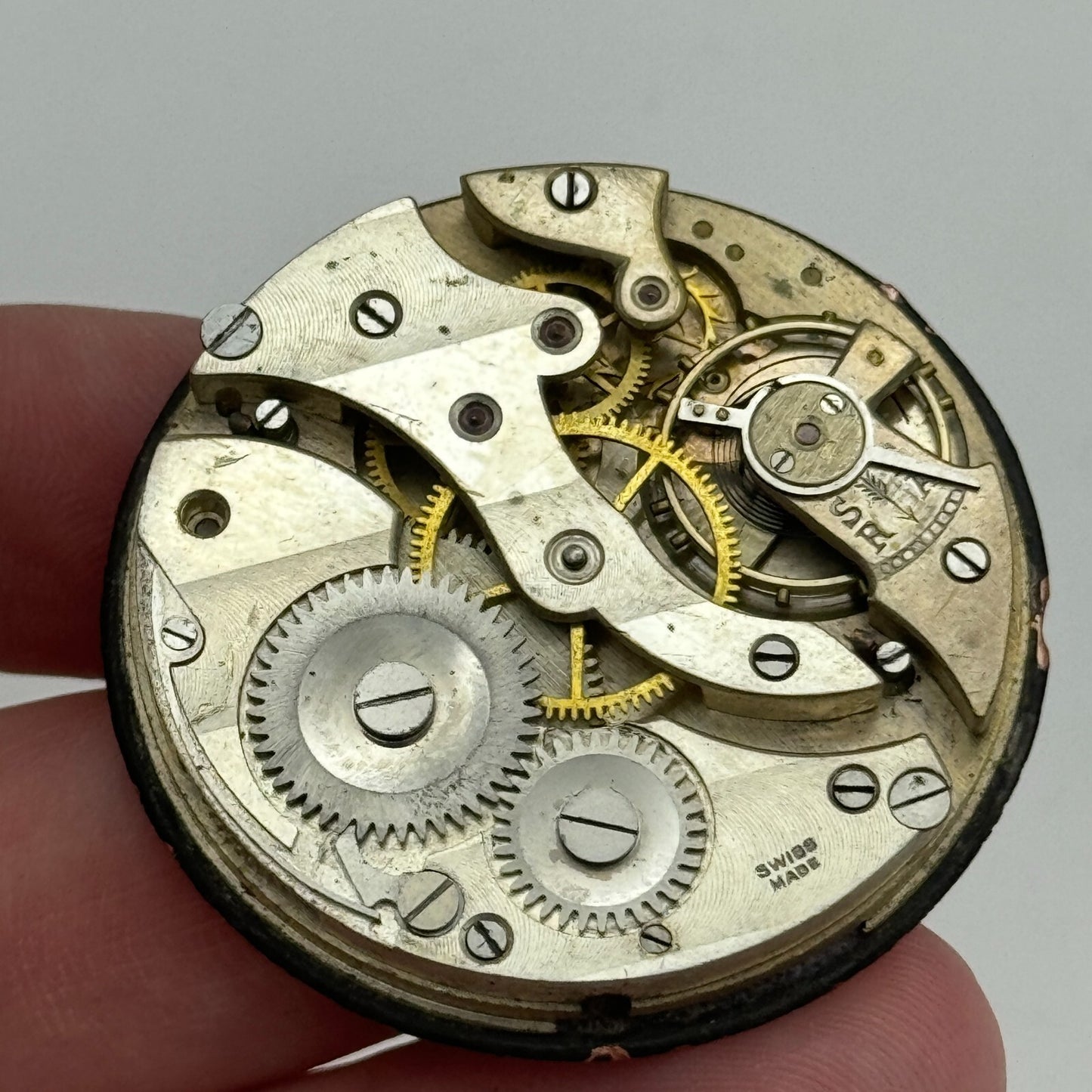42.5mm Vintage Swiss Open Face Balance Intact Pocket Watch Movement PARTS SPARES