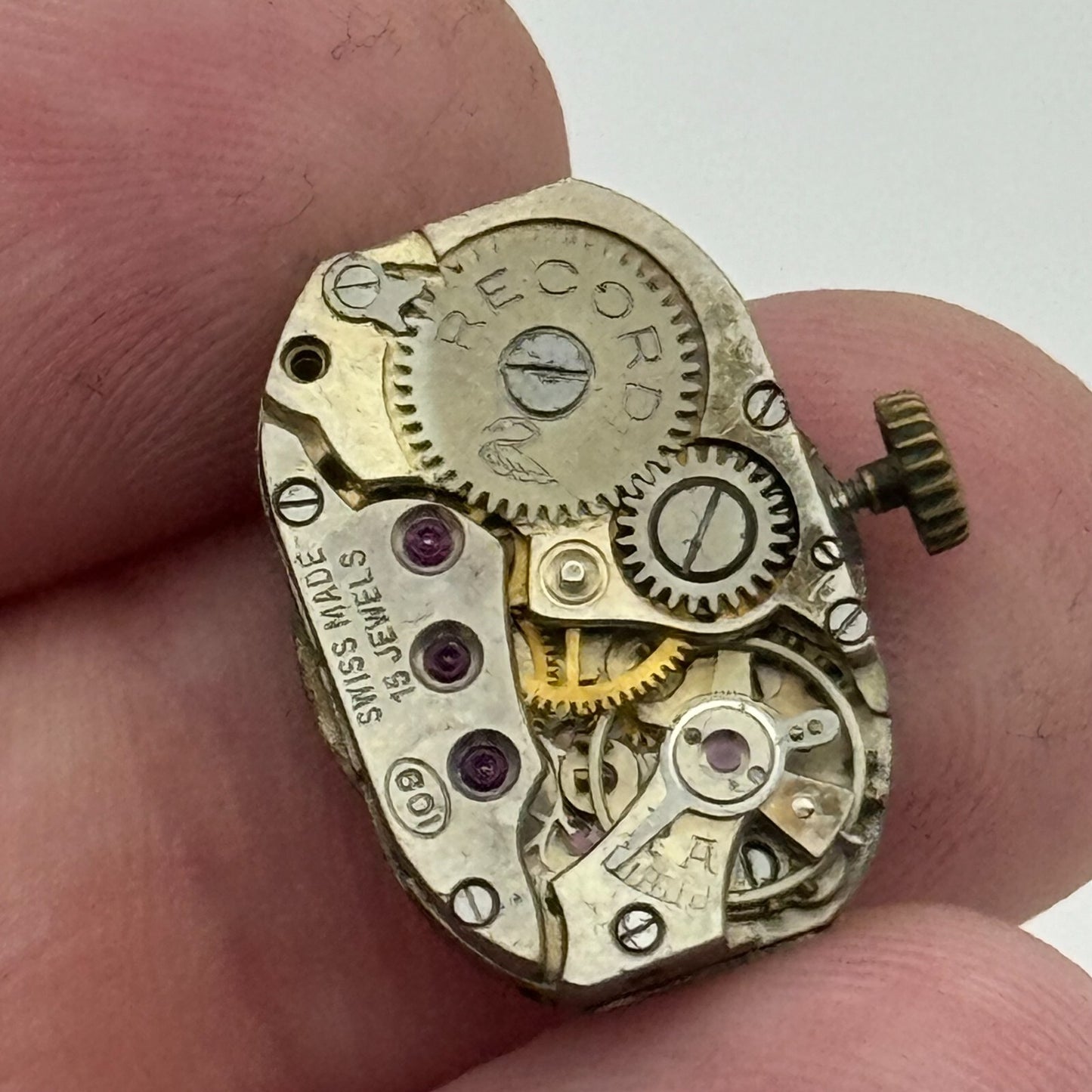 12.8mm Running Record Cal 109 Manual Wind 15 Jewels Swiss Watch Movement PARTS