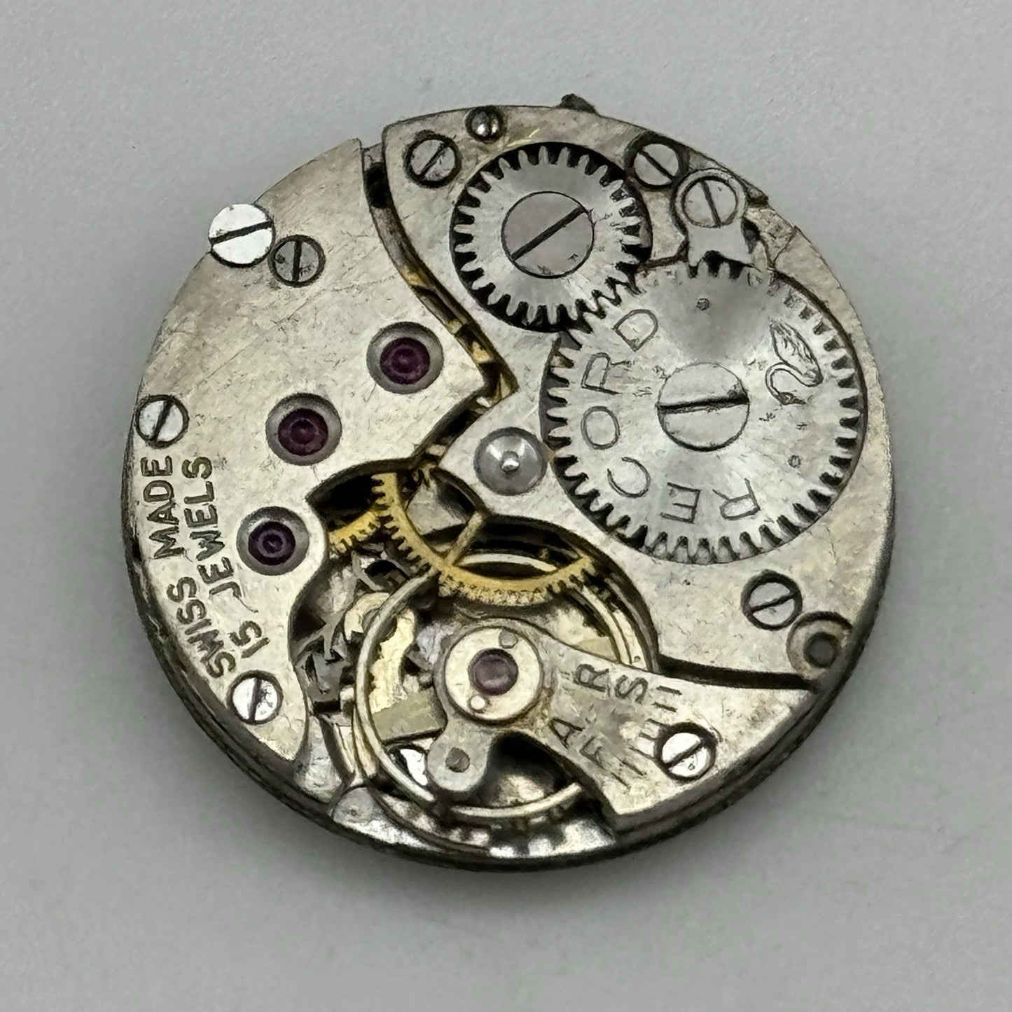 19.6mm Record 15 Jewels Swiss Manual Wind Watch Movement Vintage PARTS SPARES