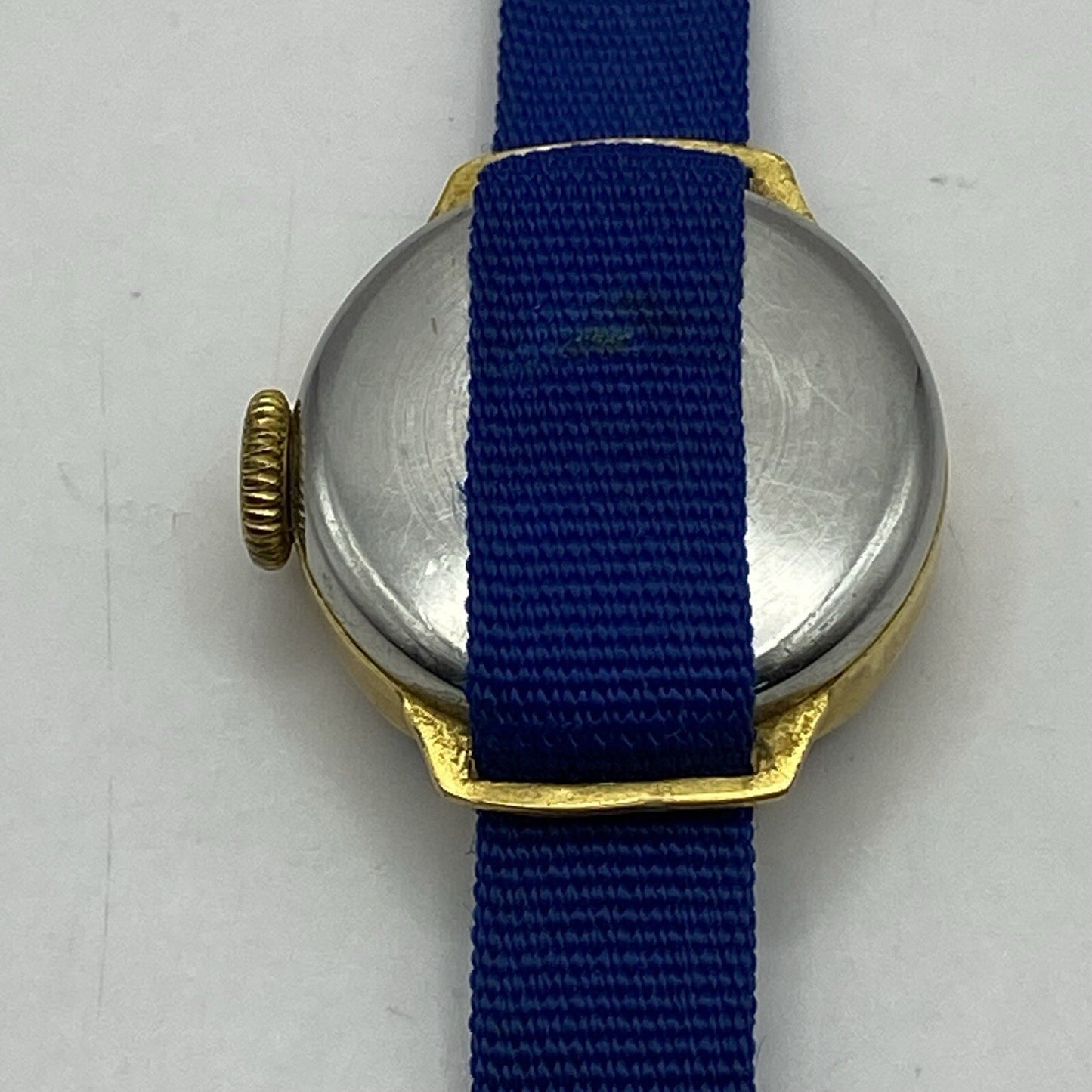 21mm Ladies Oris Cal 491 Gold Plated Blue Strap Swiss Watch FOR PARTS To Restore