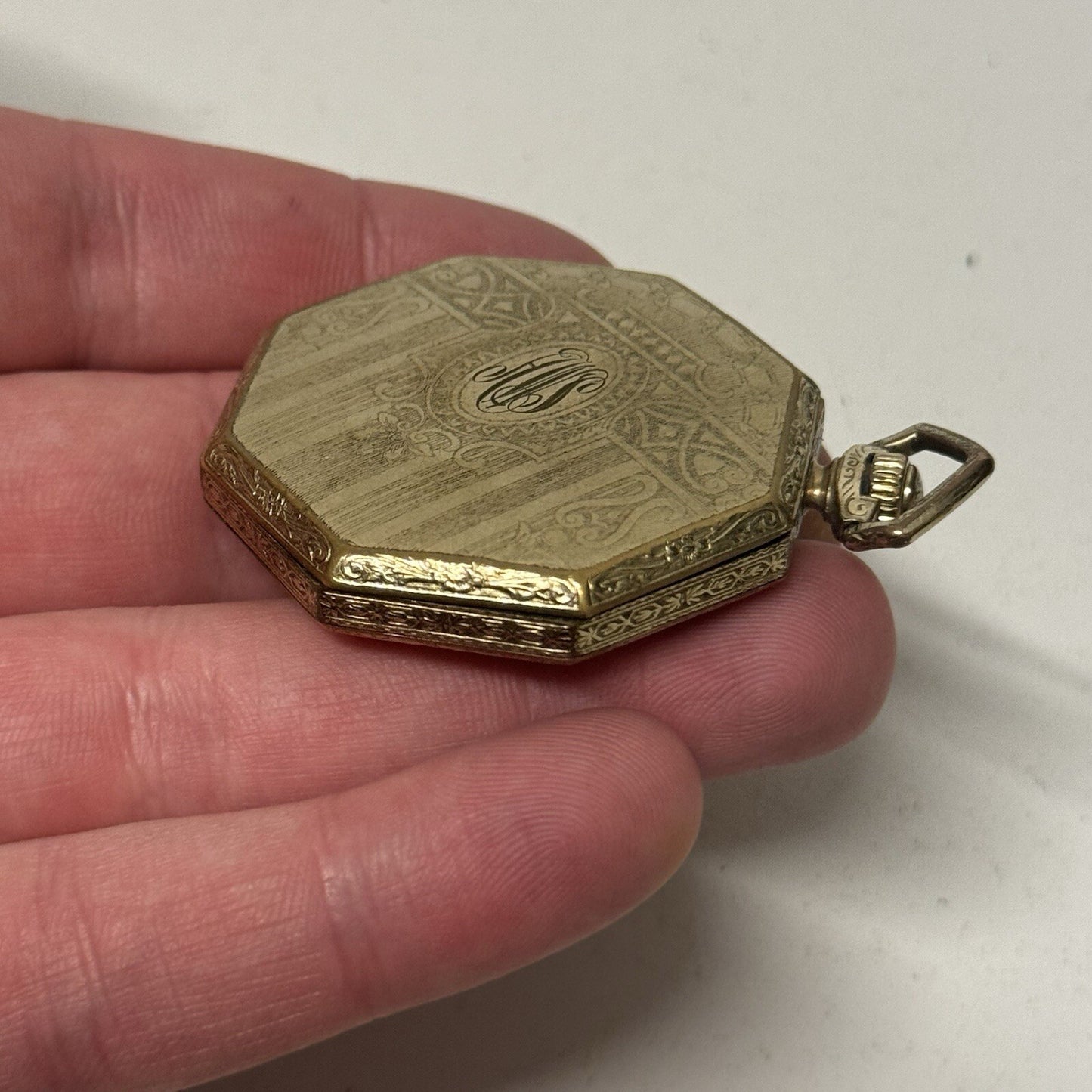 43mm WORKING Vintage Gold Filled York Octagonal Nawco Challenge Pocket Watch
