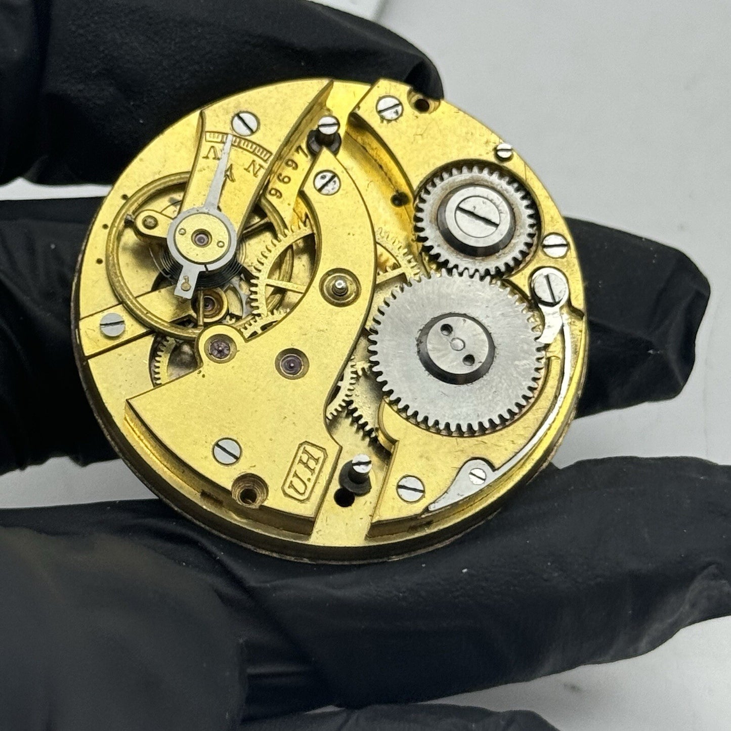 41.4mm Union Horlogere U H Pocket Watch Movement Dial FOR PARTS Restore