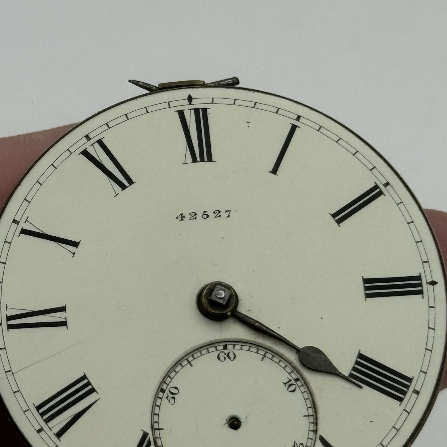 41.8mm Antique Unidentified English Fusee Pocket Watch Movement - PARTS REPAIR