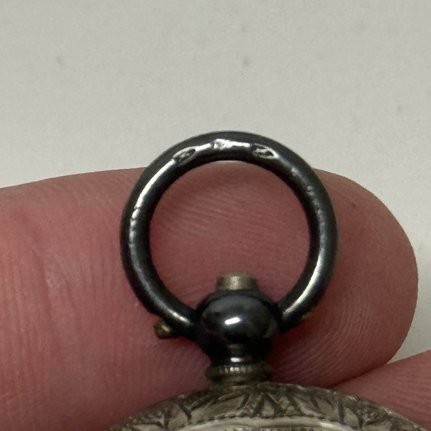 Antique Sterling Silver Patterned Dial Cylinder Pocket Watch & Outer Case PARTS
