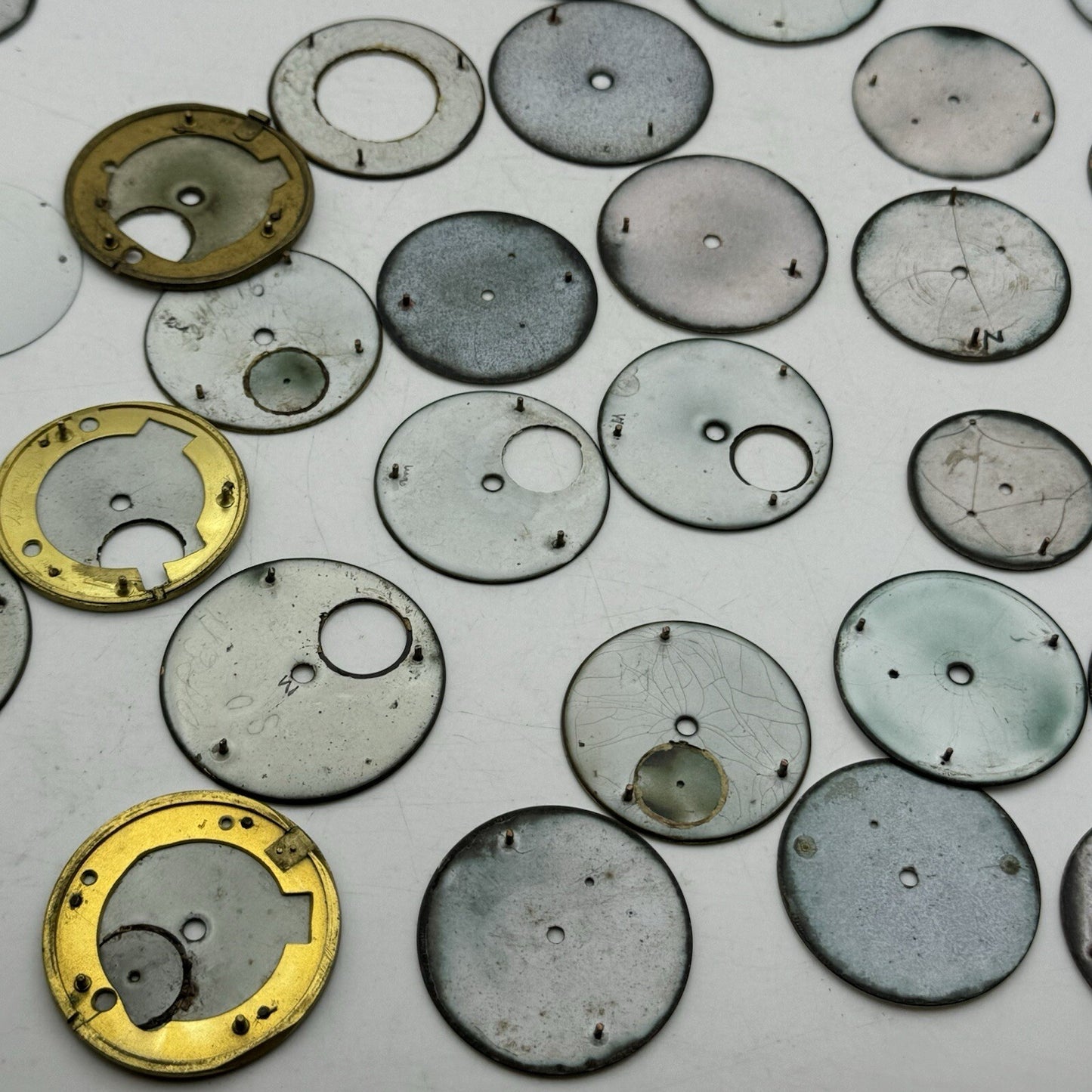 Large Job Lot Of 30- 40 X Pocket Watch Dials Only Spares / Repairs Watchmakers