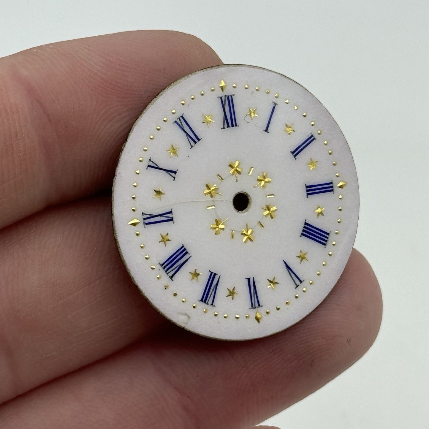 30.9mm Antique Beautiful Porcelain Patterned Pocket Watch Dial Spares Parts