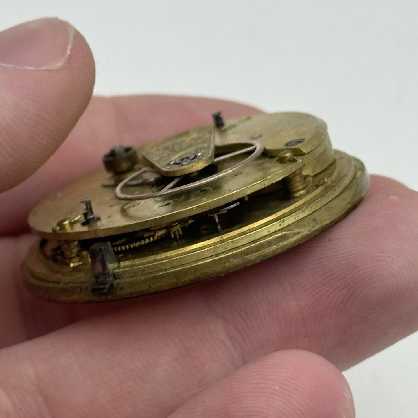 41.8mm Antique Unidentified English Fusee Pocket Watch Movement - PARTS REPAIR