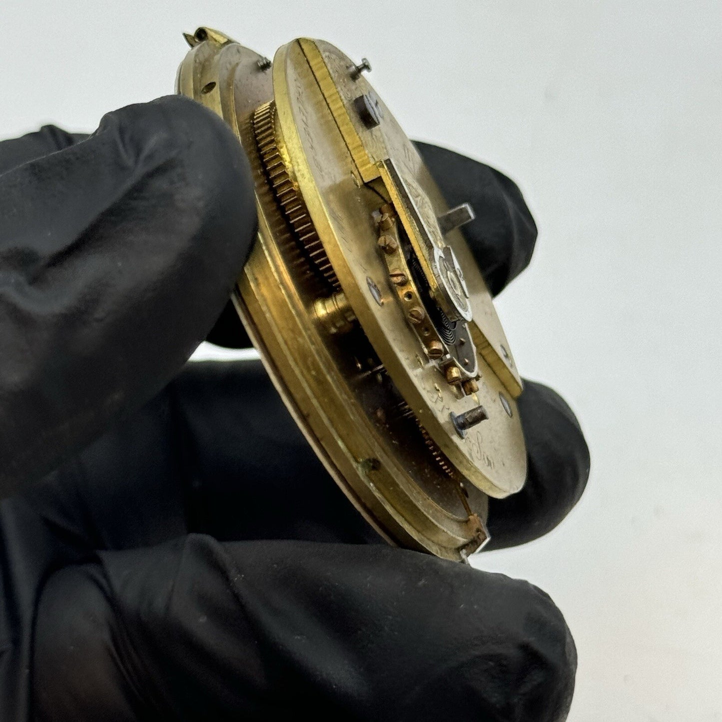 50mm Antique Thomas Russell & Son English Lever Pocket Watch Movement FOR PARTS
