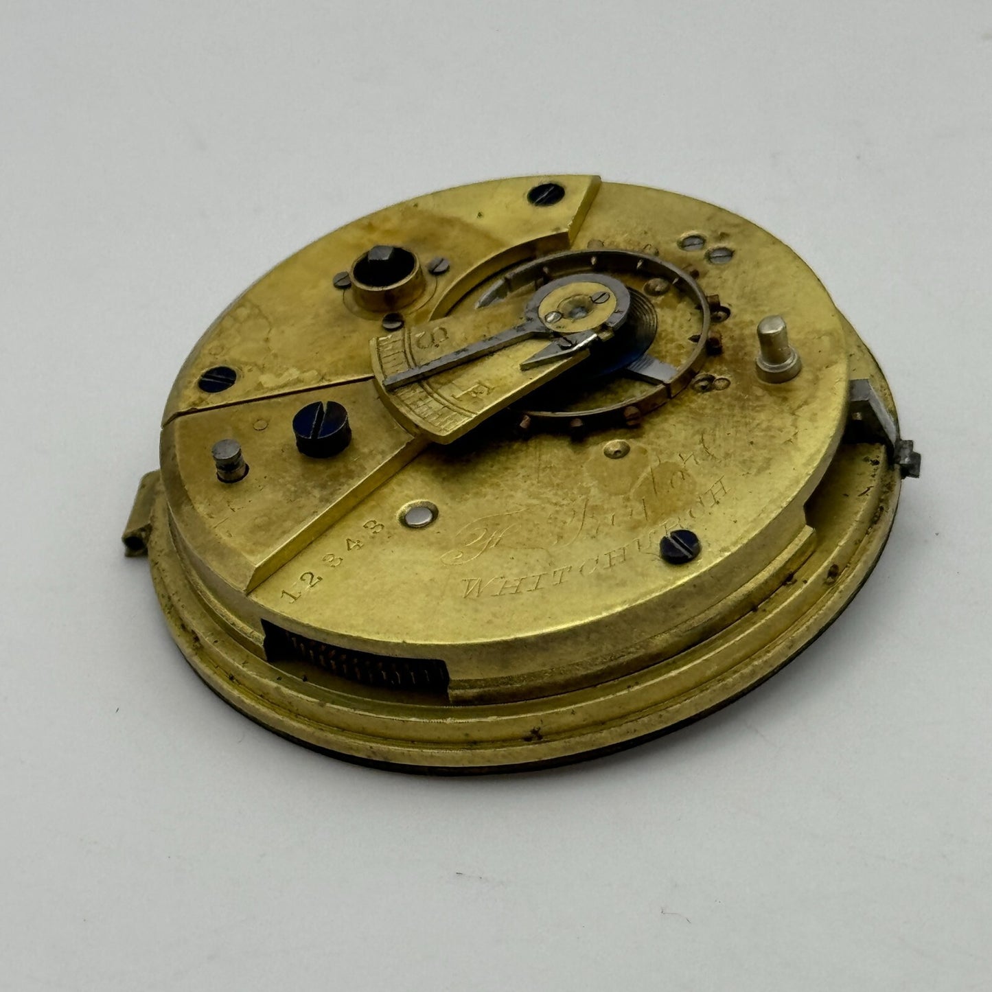 44.9mm Antique F Taylor Whitchurch Balance Intact Pocket Watch Movement PARTS