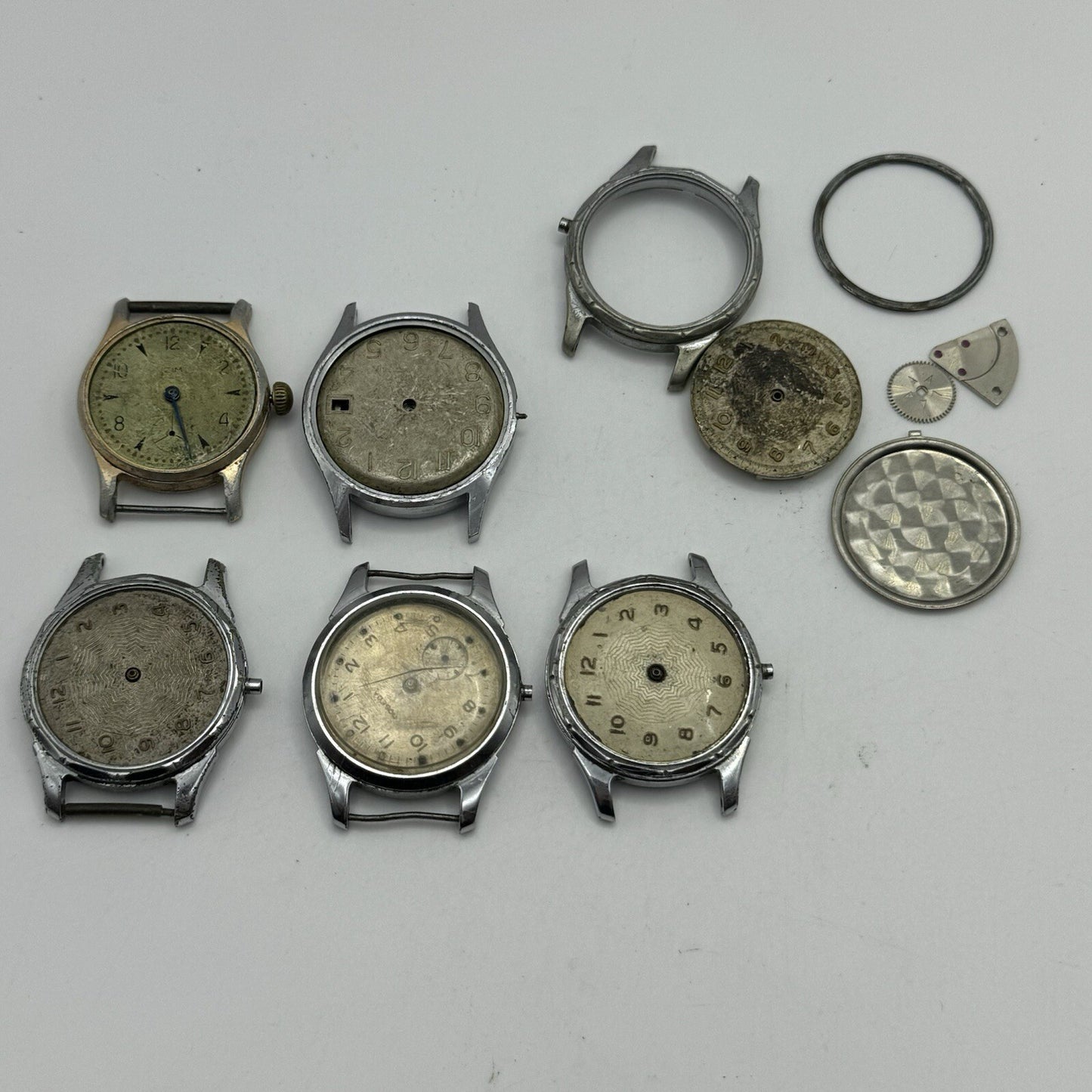 6 x Vintage Soviet Manual Wind Watch Heads For Parts Repair Job Lot Bundle